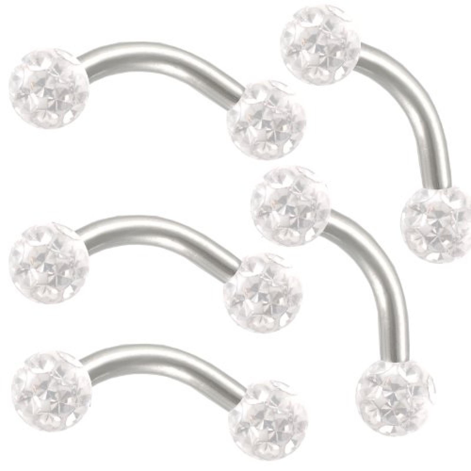 5er set 1,2mm 6mm Banane Curved Hantel tragus augenbrauenpiercing ear k&ouml;rperschmuck Stahl BIGM 
