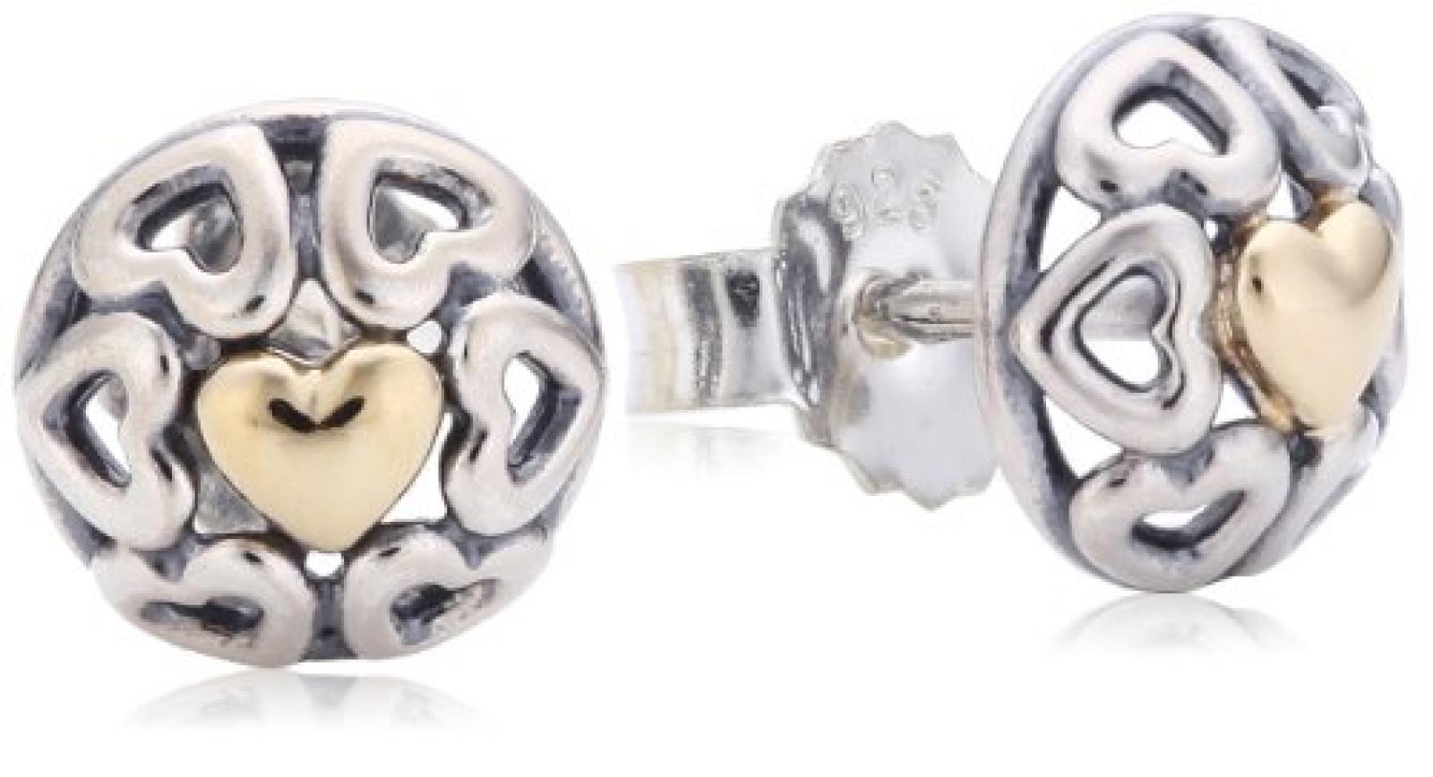 Pandora Ohrstecker Herzen mit 14-Karat Gold 