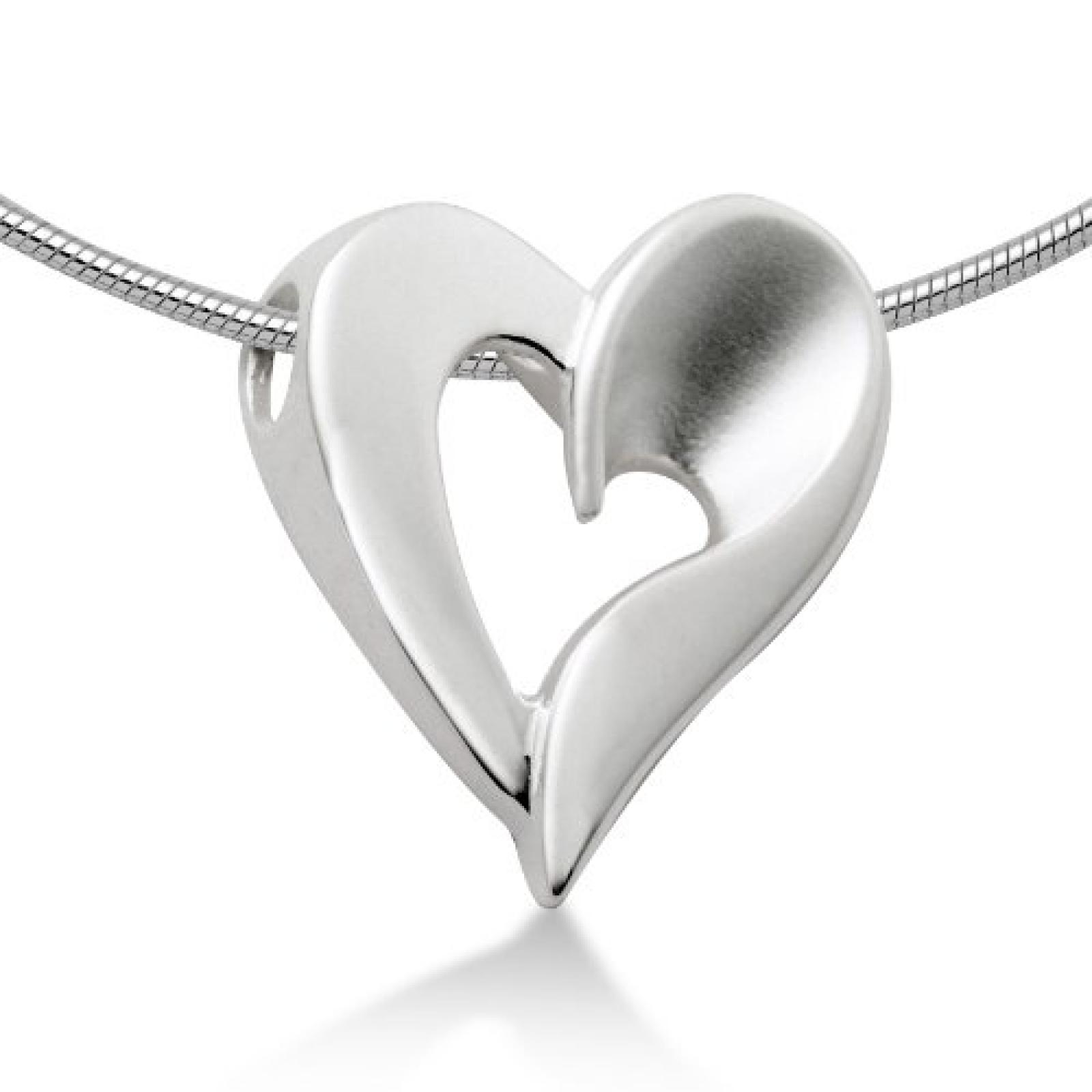 Miore Damen-Collier 925 Sterling-Silber Schlangenkette  Anhänger Herz teilweise matt 45cm MSM073P 