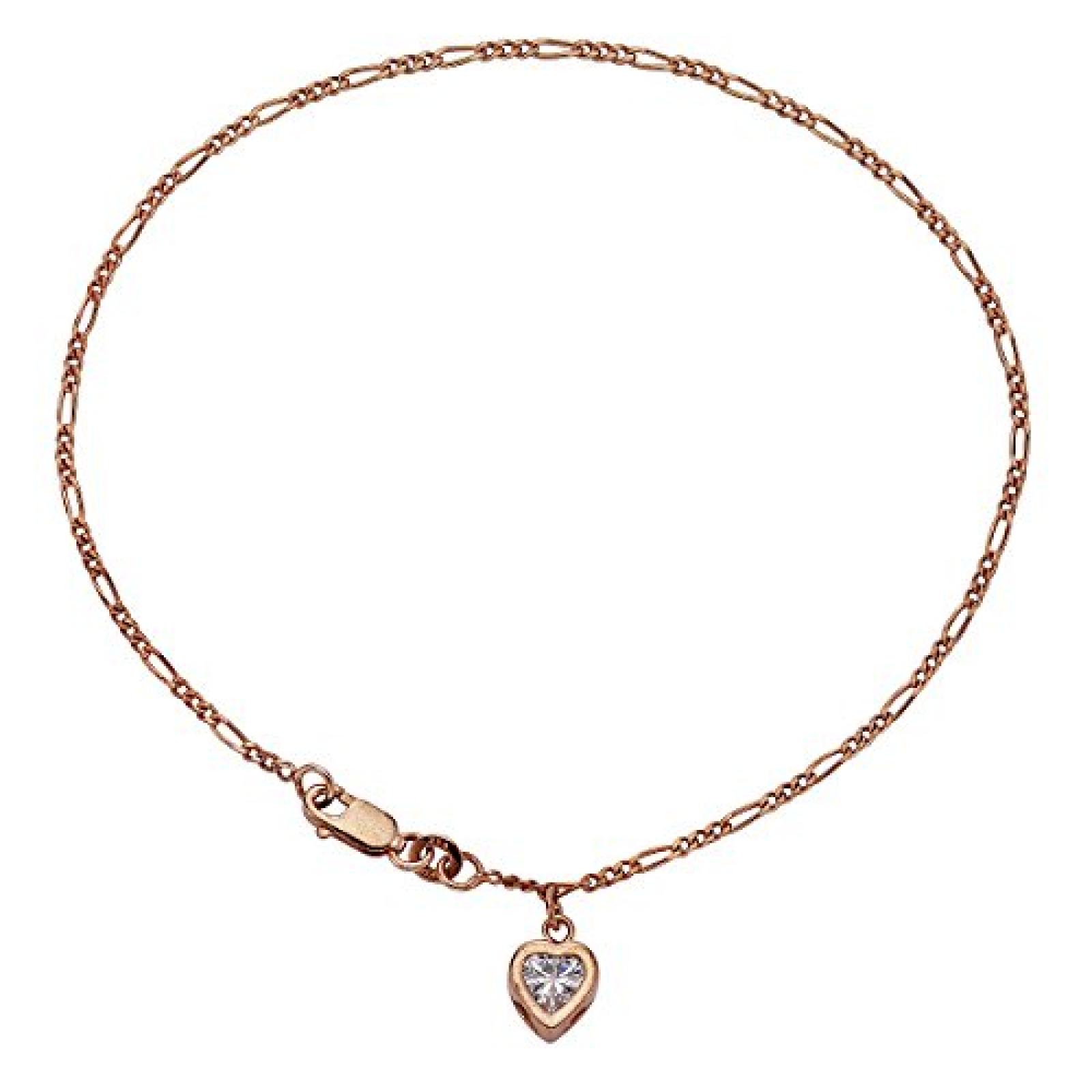 ZEEme Damen-Fußkettchen 925 Sterling Silber Zirkonia 25.00 cm weiß 299200020RV 