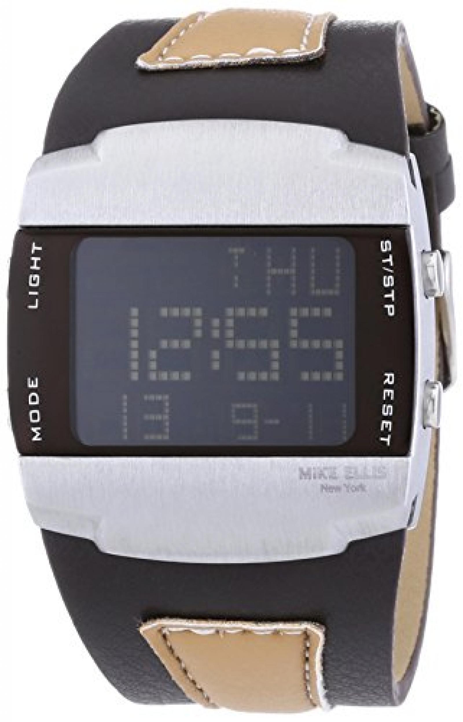 Mike Ellis New York Herren-Armbanduhr LCD Digital Quarz Kunstleder SL4217/3 
