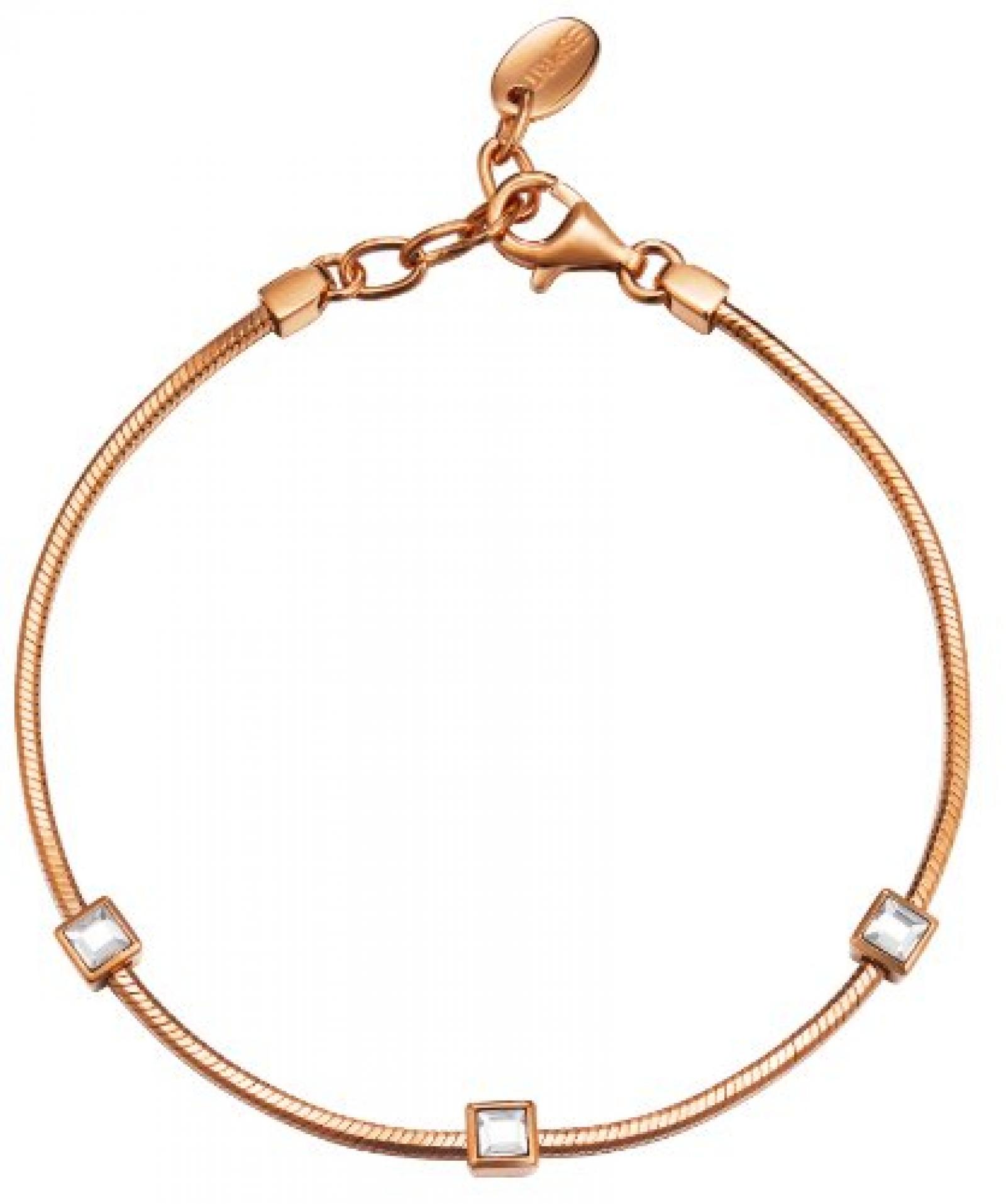 Esprit Damen Armband Edelstahl rhodiniert Glas Zirkonia Conjunction rose 18 cm wei&szlig; ESBR11588C180 