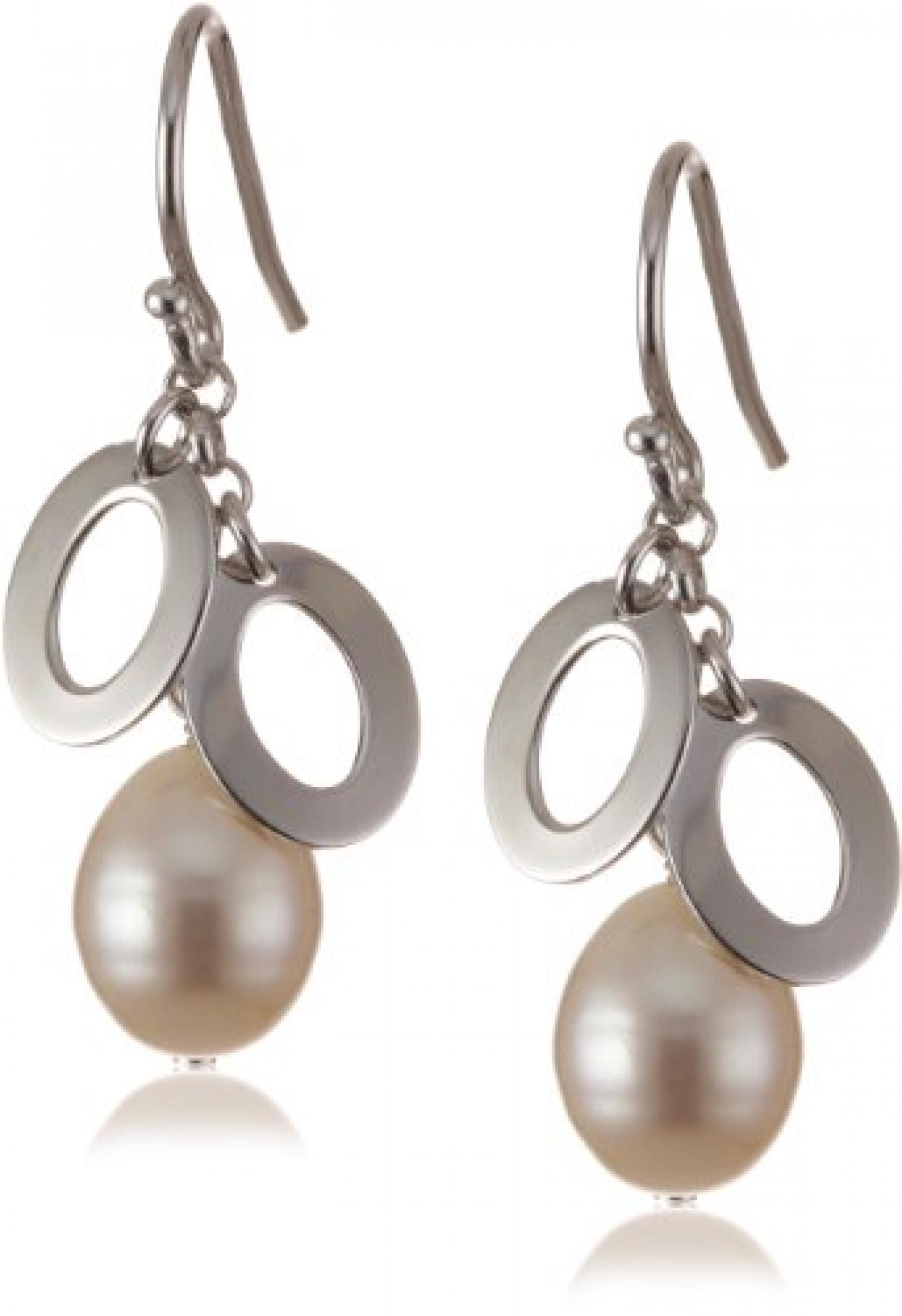 Valero Pearls Silver Collection Damen-Ohrstecker Hochwertige S&uuml;&szlig;wasser-Zuchtperlen in ca.  8 mm Tropfenform wei&szlig; 925 Sterling Silber       60201040 