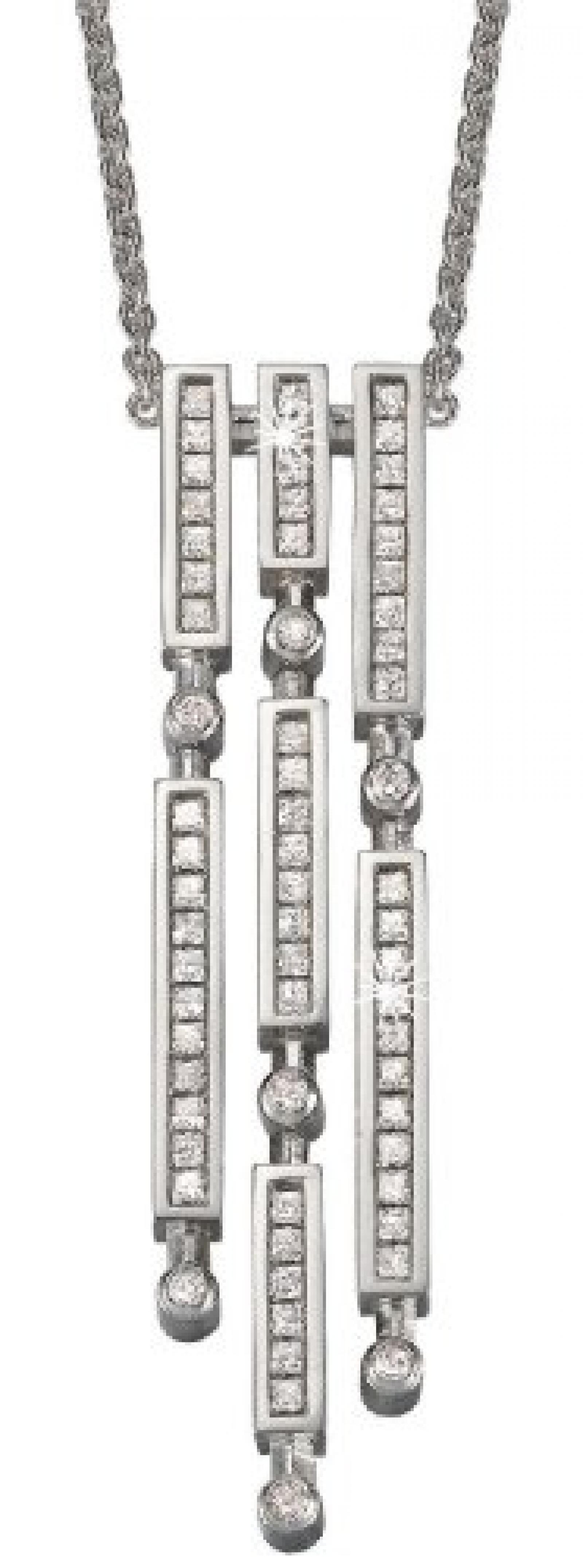 Pierre Cardin Damen Halskette 925 Sterling Silber rhodiniert Kristall Zirkonia Cascade 42 cm weiß PCNL90385A420 