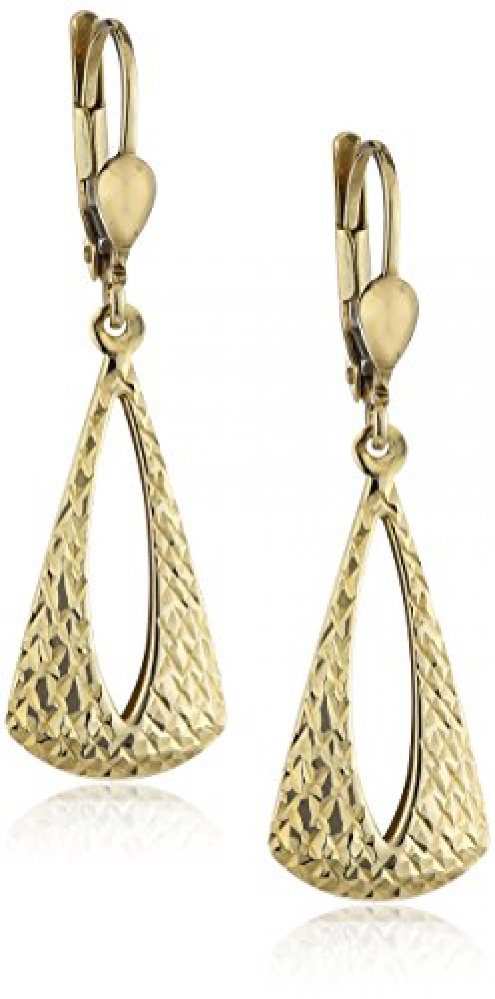 Celesta Damen-Ohrh&auml;nger 333 Gelbgold glanz diamantiert L= 38 mm 324330157 