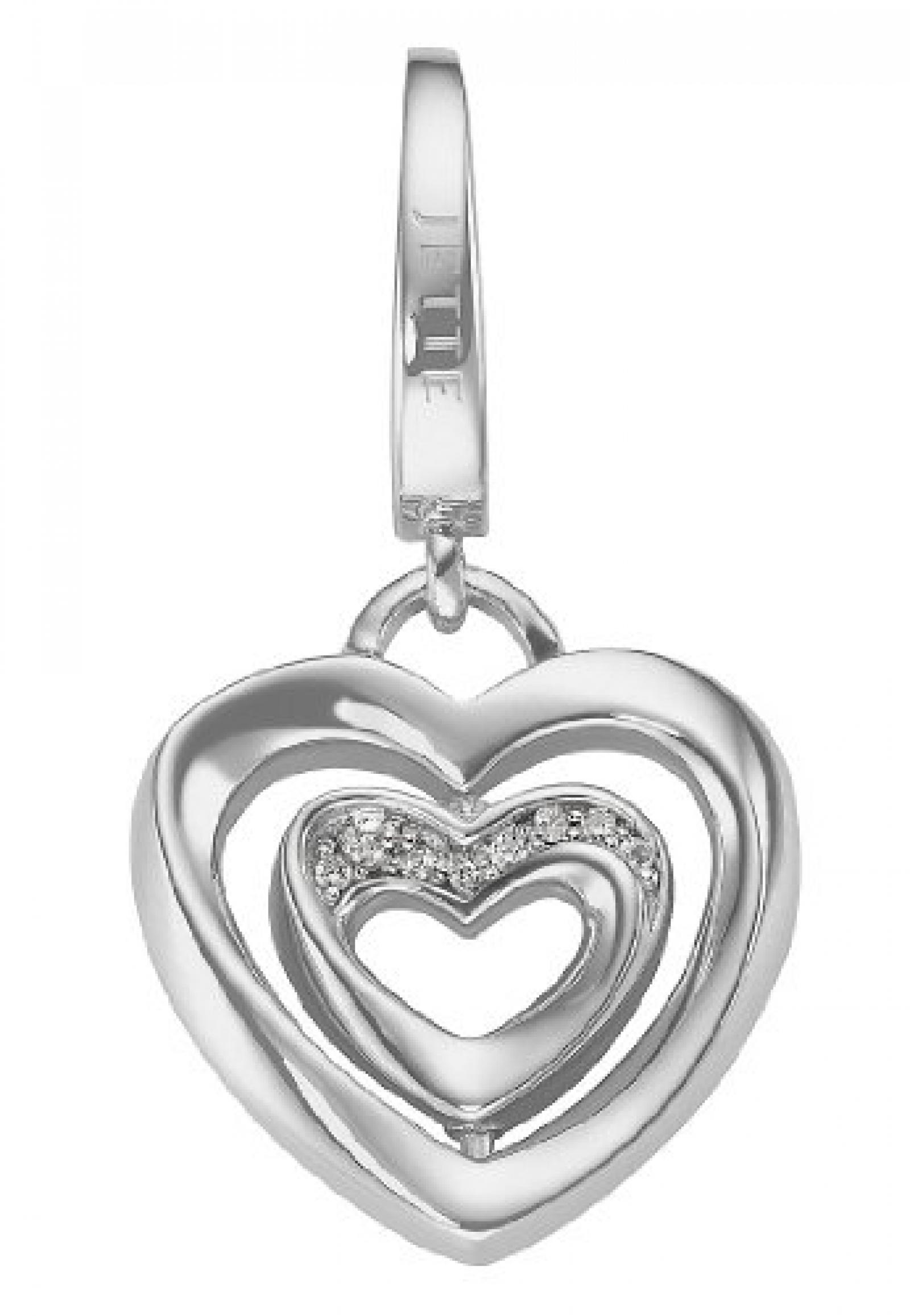 JETTE Charms Damen-Charm CHARM 925er Silber rhodiniert 8 Zirkonia One Size, silber 