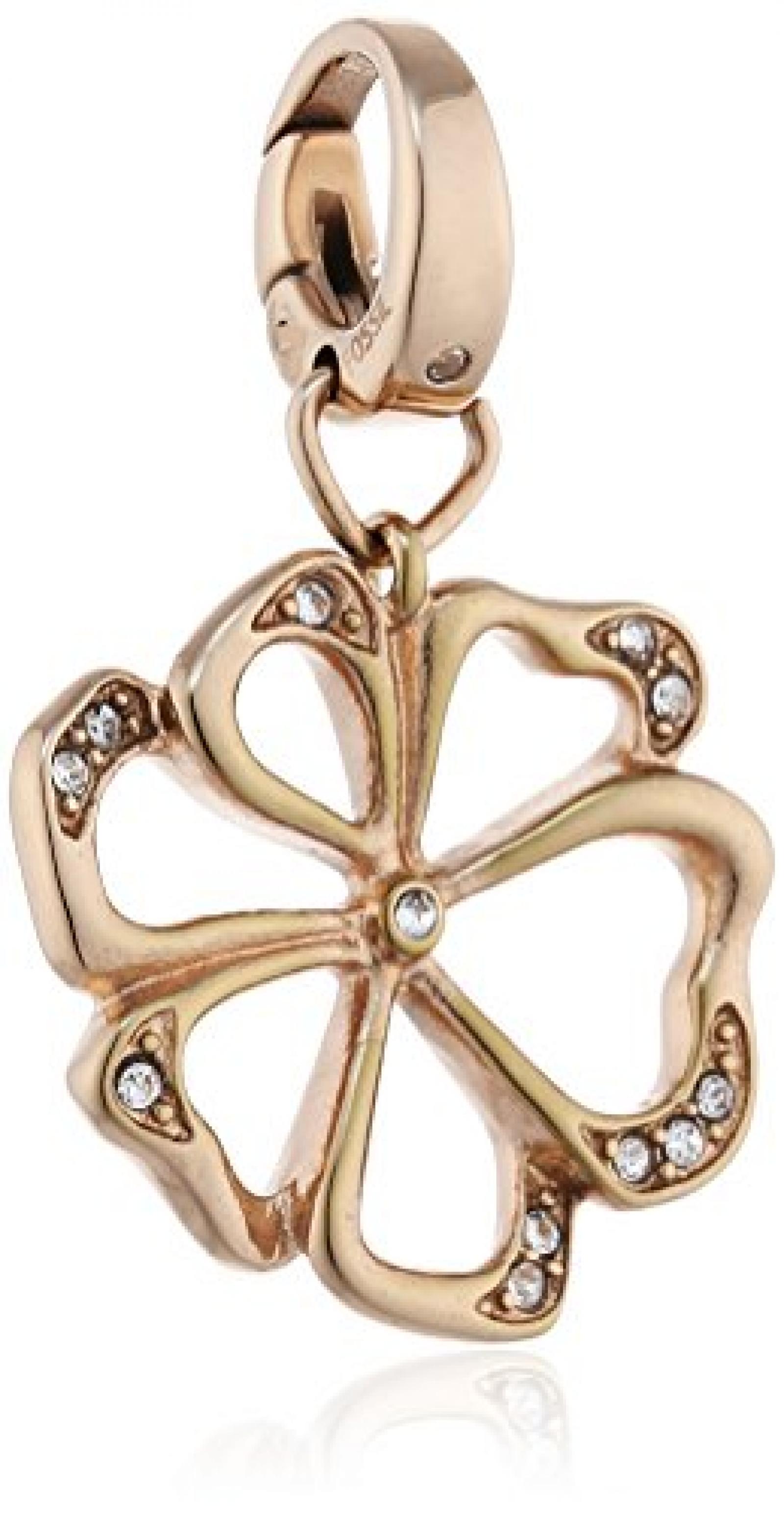 Fossil Jewelry Damen-Charm Edelstahl, vergoldet Rotgold mit wei&szlig;en Glassteinen JF00332791 