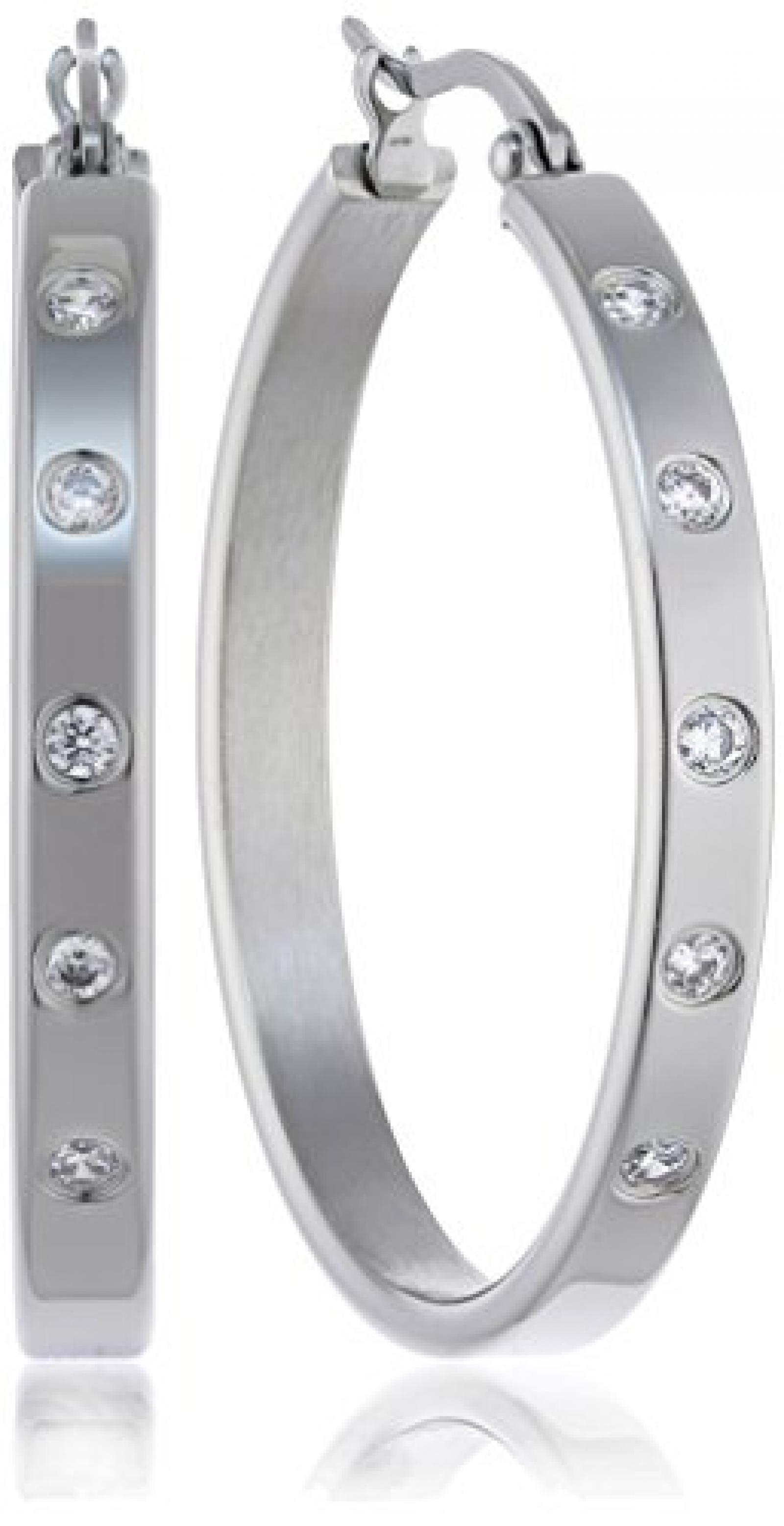ZEEme Stainless Steel Edelstahlcreole mit Kristallen besetzt 389010004 ZEEme Stainless Steel Edelstahlcreole mit Kristallen besetzt 389010004