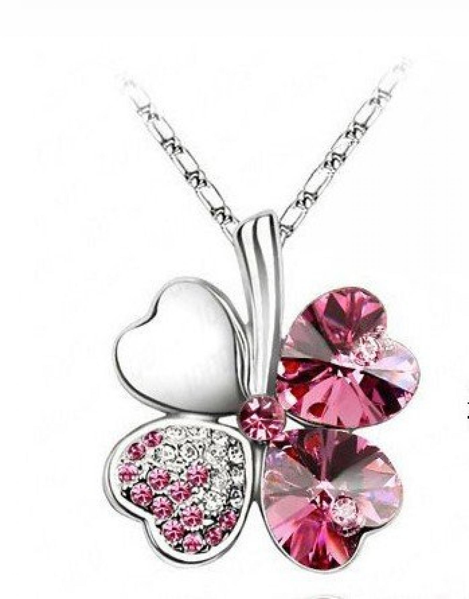 Swarovski Elements Kristall Weiß Vergoldet Diamente Kleeblatt Herz 21 * 26mm Halskette mit 45cm Kette Swarovski Elements Kristall Weiß Vergoldet Diamente Kleeblatt Herz 21 * 26mm Halskette mit 45cm Kette