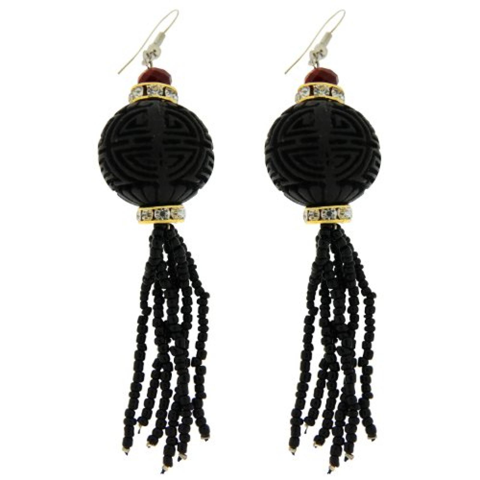 Sweet Deluxe Damen-Ohrh&auml;nger Buddha IV gold/schwarz/rot 00892 