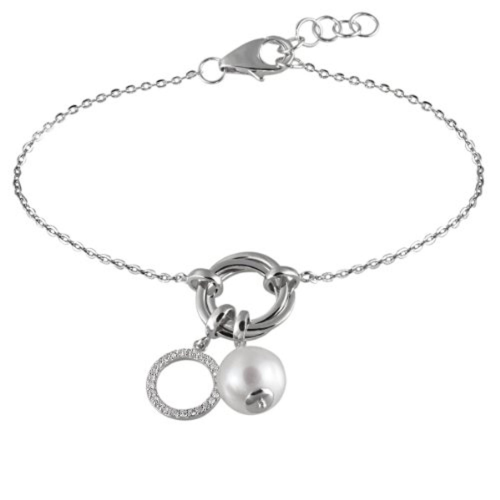 Goldmaid-Armband 925 Sterlingsilber 1 Perle 26 Zirkonia 19,5 cm Goldmaid-Armband 925 Sterlingsilber 1 Perle 26 Zirkonia 19,5 cm
