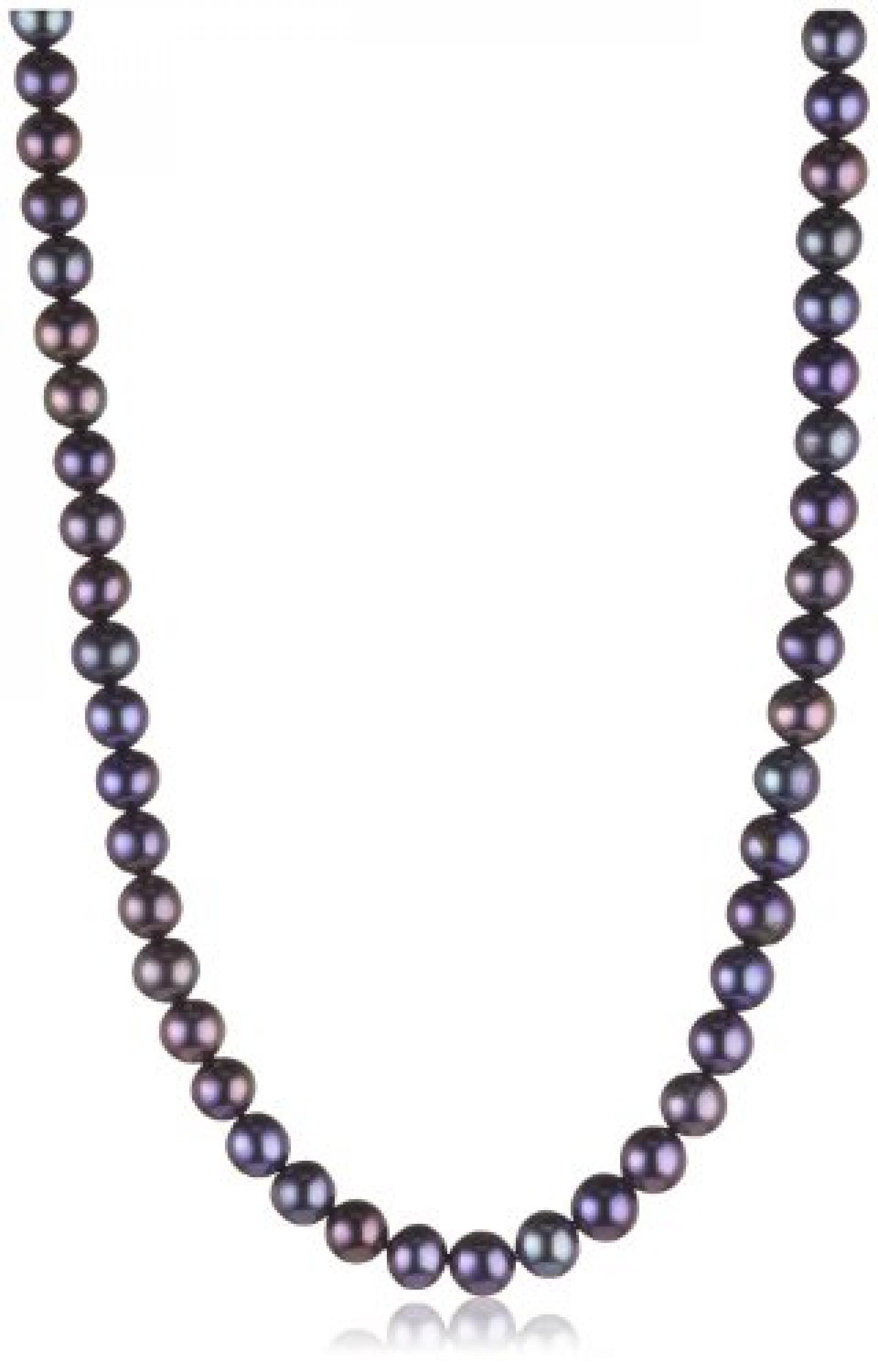 Bella Donna Damen Perlenkette 925/000 Silber S&uuml;&szlig;wasserzucht-Perlen schwarz 7,0 - 7,5 mm 43 cm 100902 