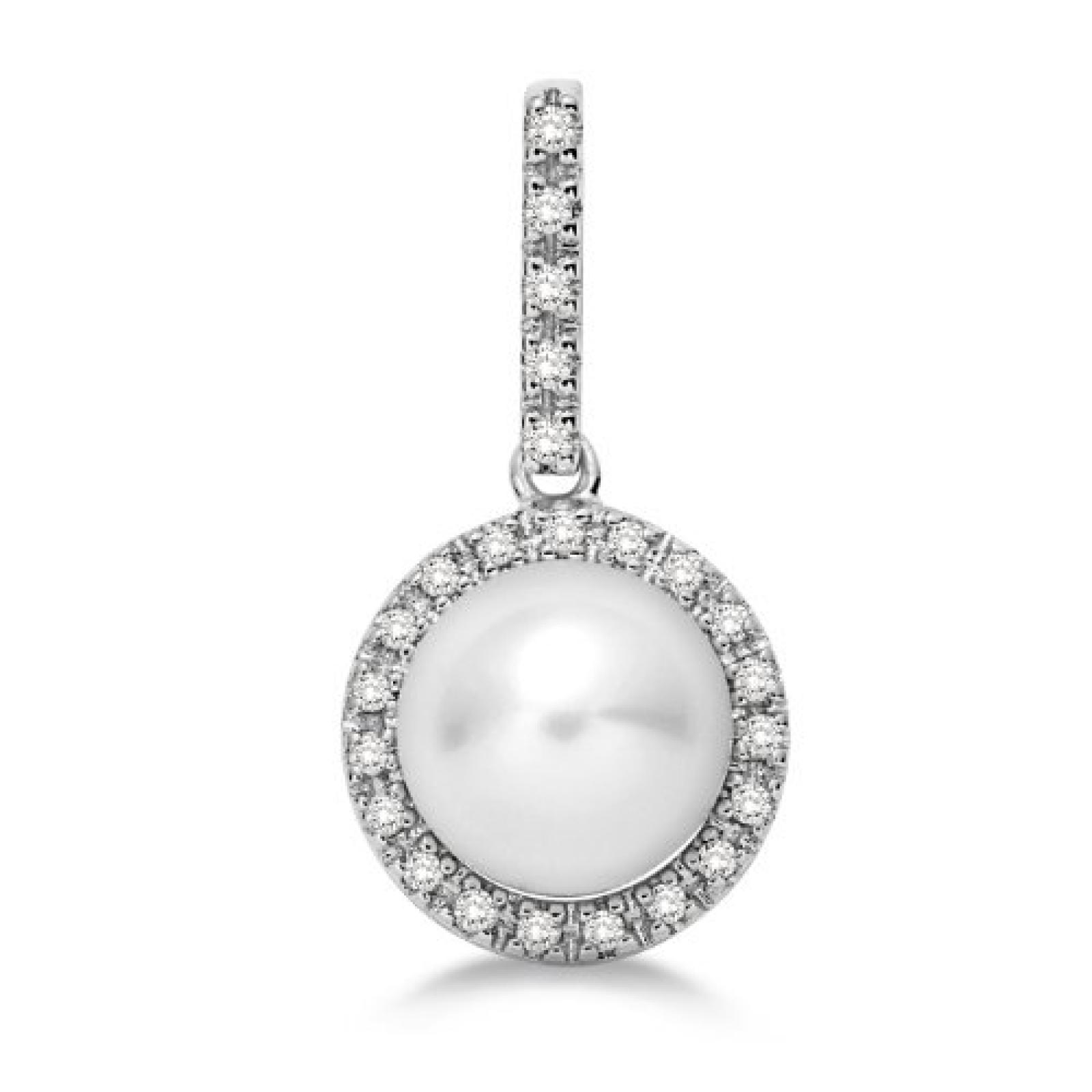Miore Anhänger 750 Weißgold mit Perle umrahmt von Brillanten 0,12ct MG8001P Miore Anhänger 750 Weißgold mit Perle umrahmt von Brillanten 0,12ct MG8001P
