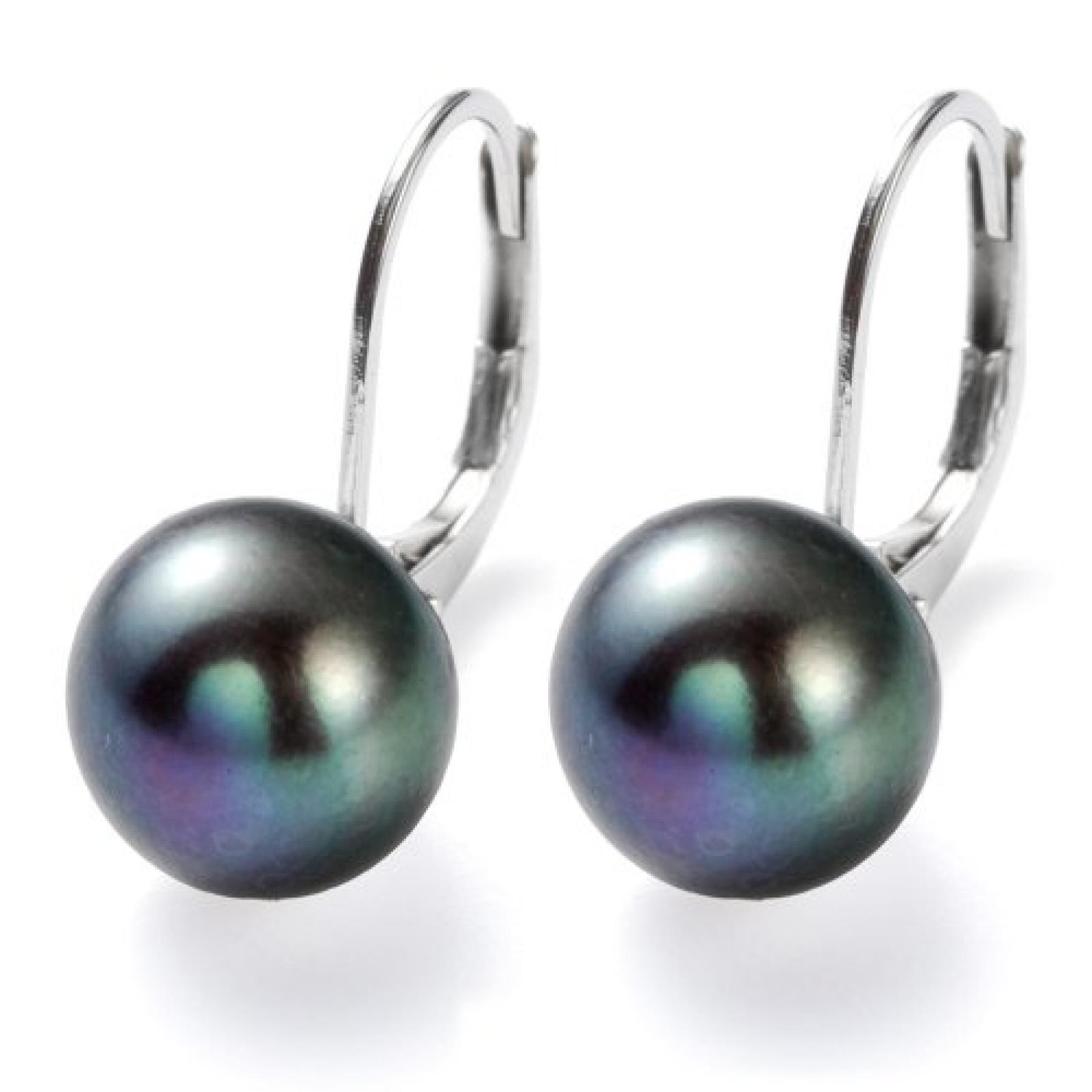 Monomania Damen-Ohrh&auml;nger Edelstahl 2 S&uuml;&szlig;wasserperlen grau 10 mm 31643 