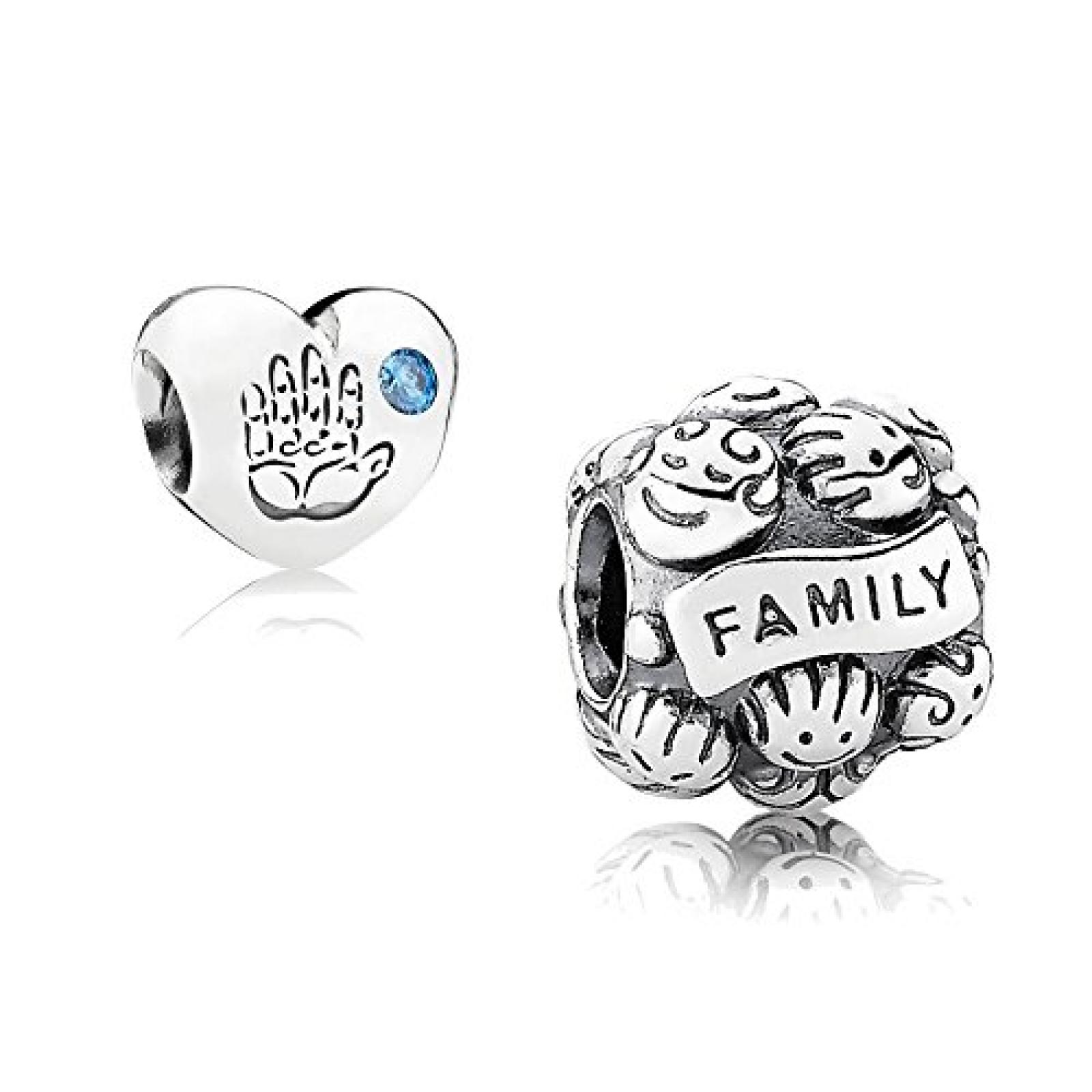 Original Pandora Geschenkset - 1 Silber Element Familienliebe 791039 und 1 Silber Element Baby Junge mit blauem Zirkonia 791281CZB 