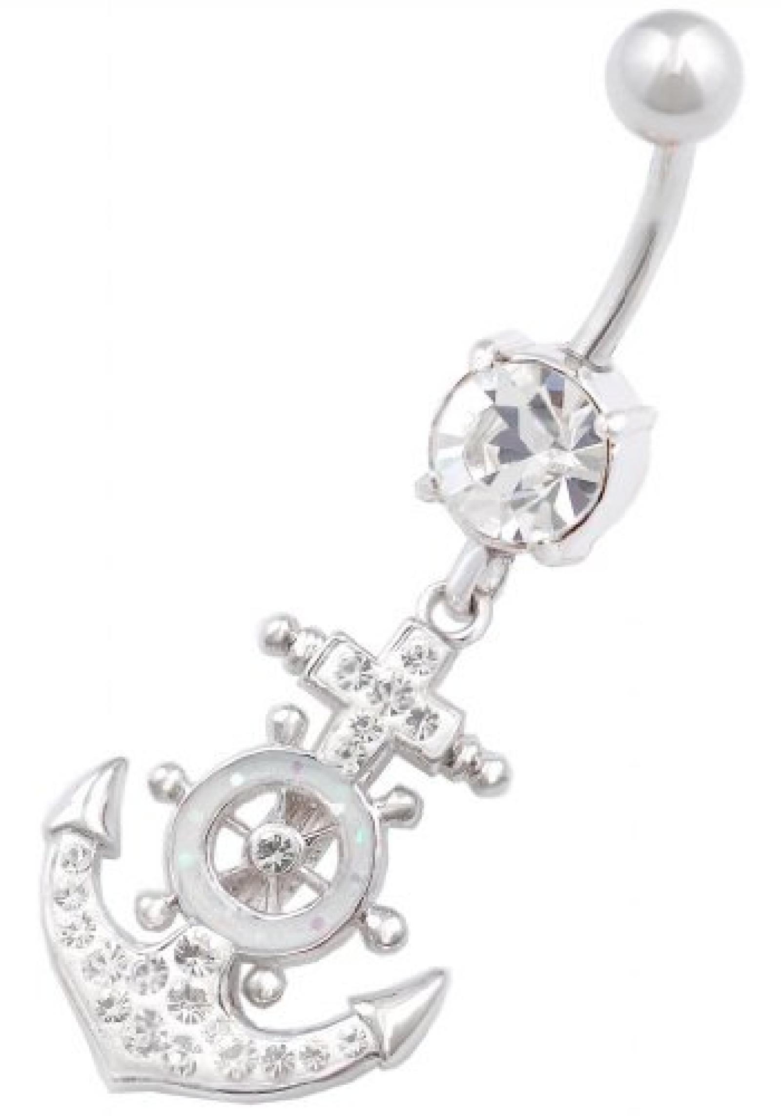 bauchnabelpiercing banane ohrringe Chirurgenstahl mit Swarovski Kristalle Nautische Anker anh&auml;nger HABC 