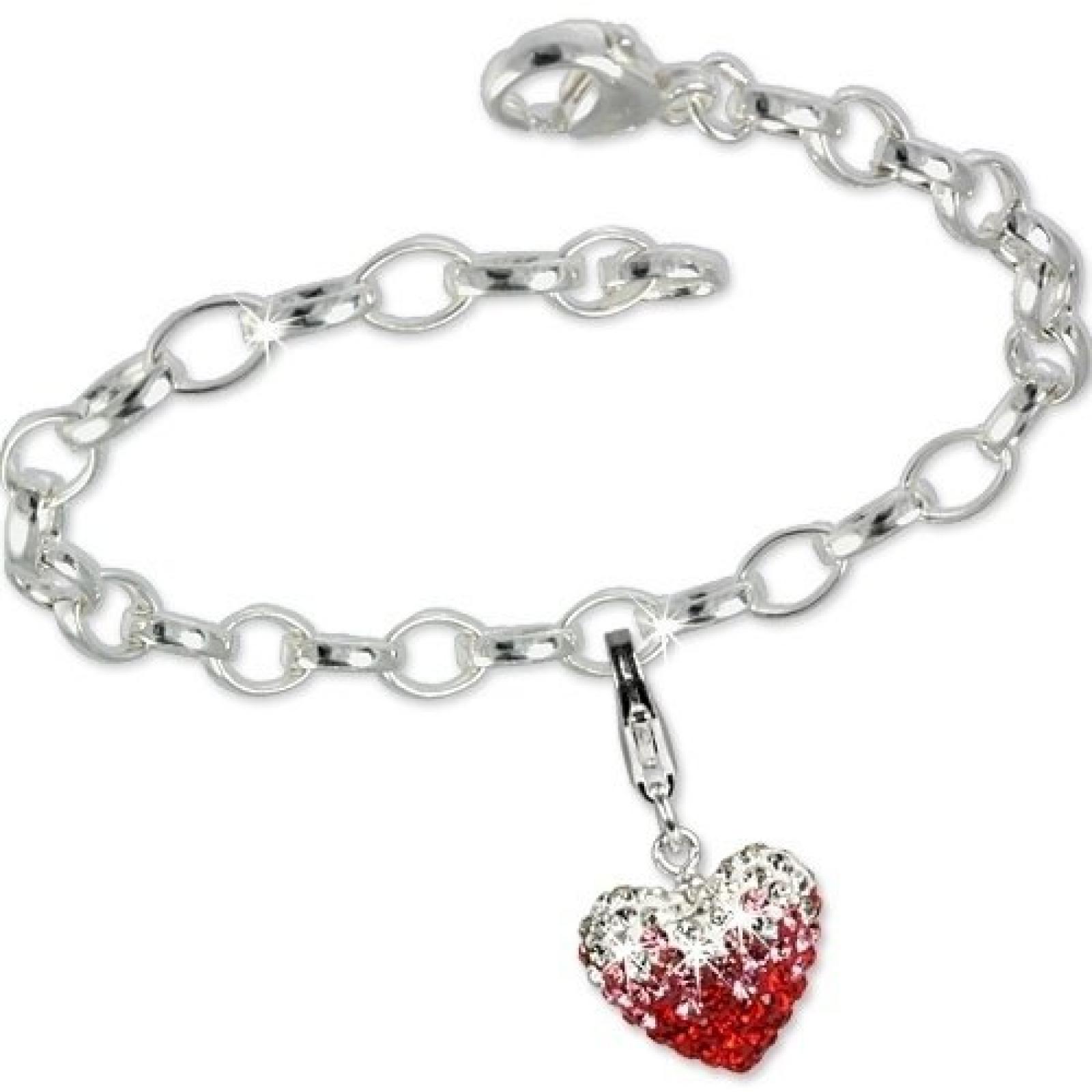 SilberDream Charms Armband Set - Herz mit Swarovski Kristallen 925er Silber Charm Anhänger und 925 Silber Armband - FCA117 SilberDream Charms Armband Set - Herz mit Swarovski Kristallen 925er Silber Charm Anhänger und 925 Silber Armband - FCA117