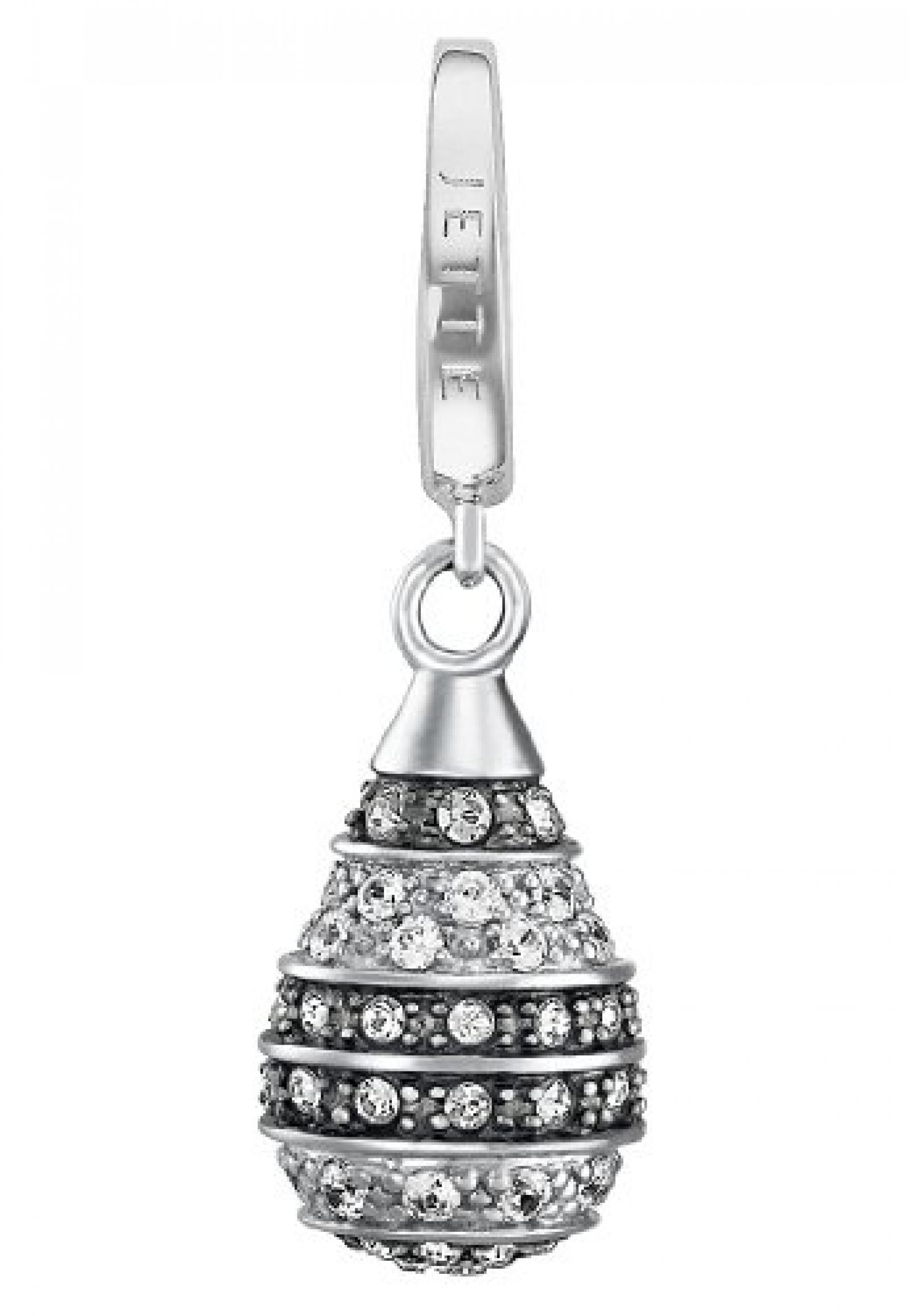 JETTE Charms Damen-Charm Drop 925er Silber rhodiniert 26 Zirkonia 30 Kristall One Size, silber 