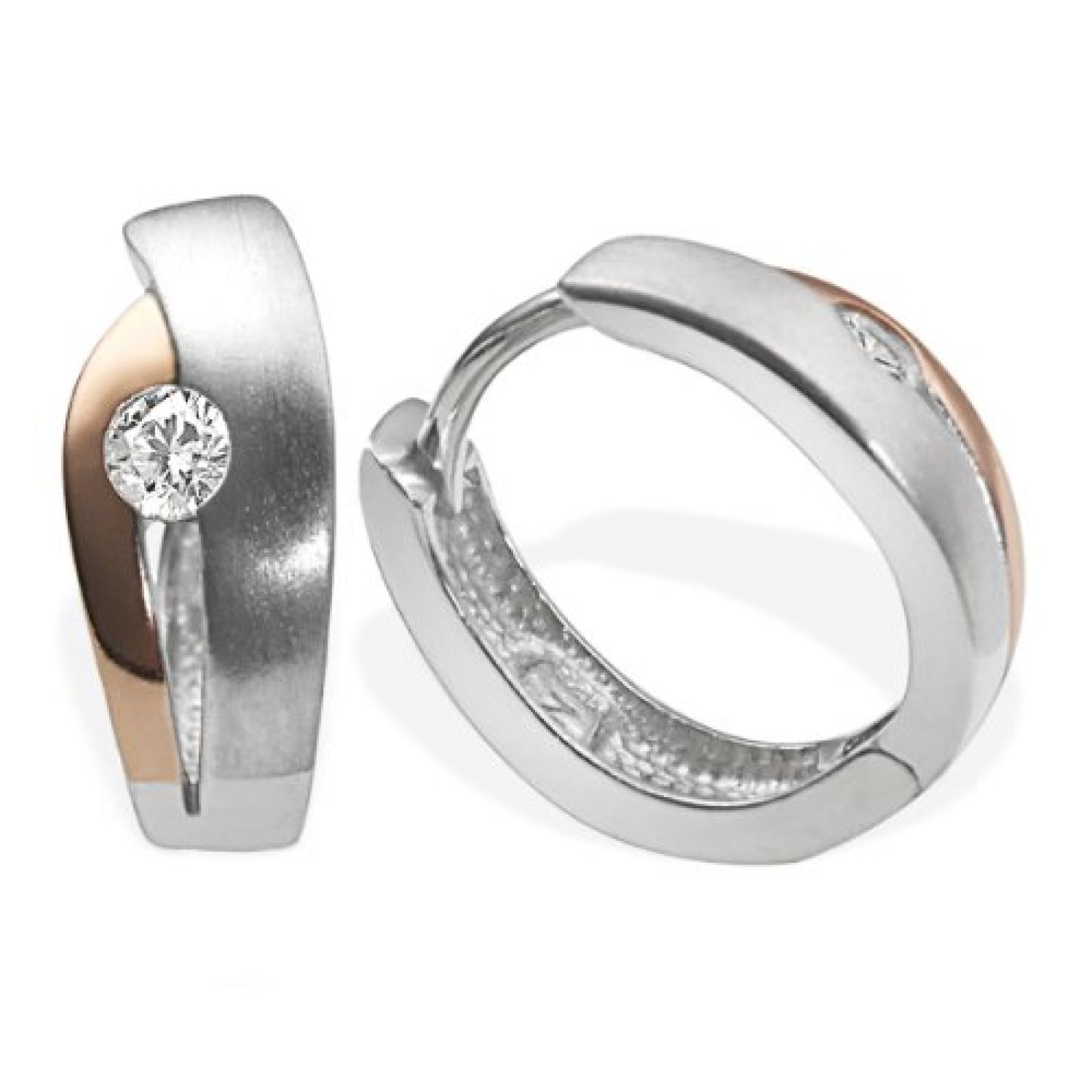 Goldmaid Damen-Creolen 925 Sterlingsilber Zirkonia rot-wei&szlig; Co O3001S 