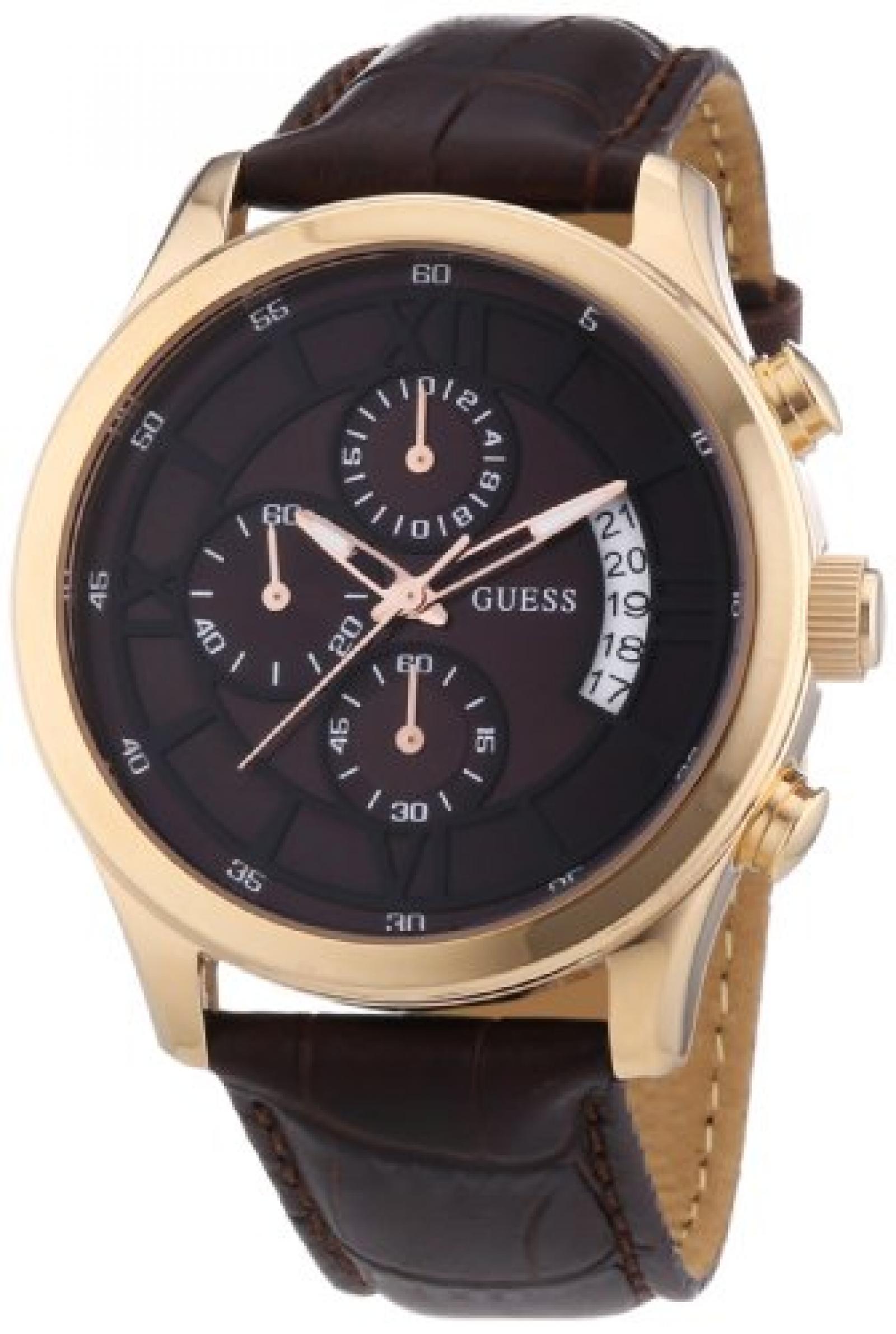 Guess Herren-Armbanduhr XL Capitol Chronograph Quarz Leder W14052G2 