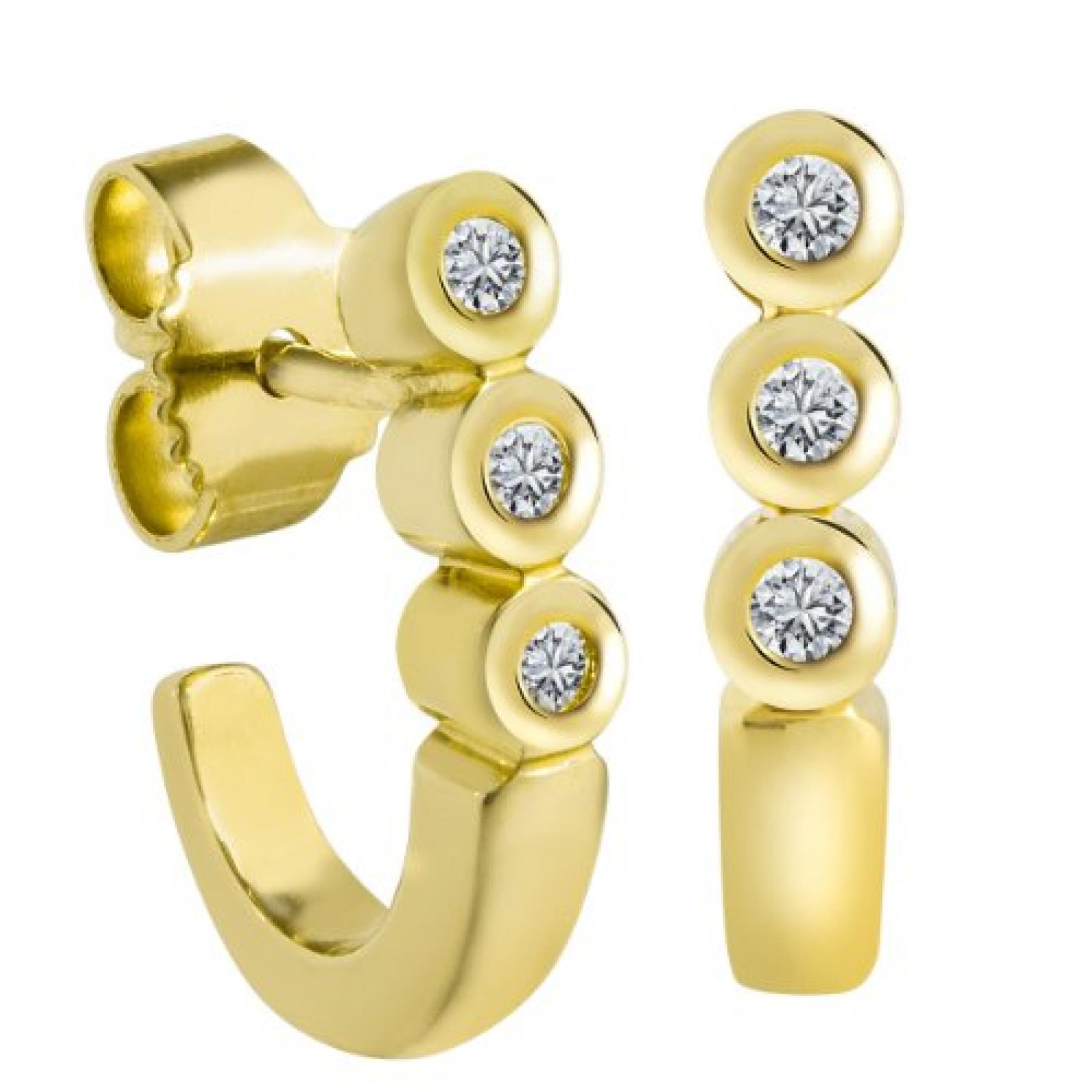 Bella Donna Damen-Ohrstecker 14 Karat 585 Gelbgold 6 Brillanten 0,12ct. get&ouml;ntes Weiss Lupenrein 924550 