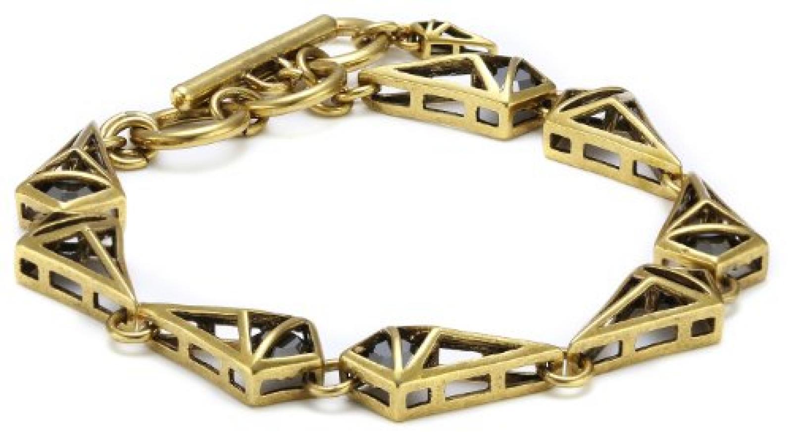 Pilgrim Jewelry Damen-Armband aus der Serie Cut diamant vergoldet grau 16.5 cm 201242102 