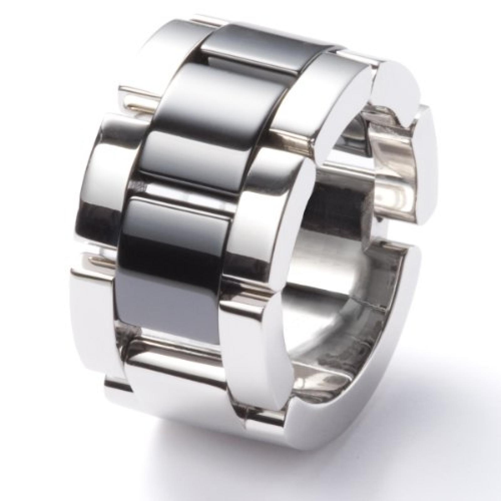 Monomania Damen-Ring Edelstahl antiallergen Keramik schwarz 13 mm 25851-53 