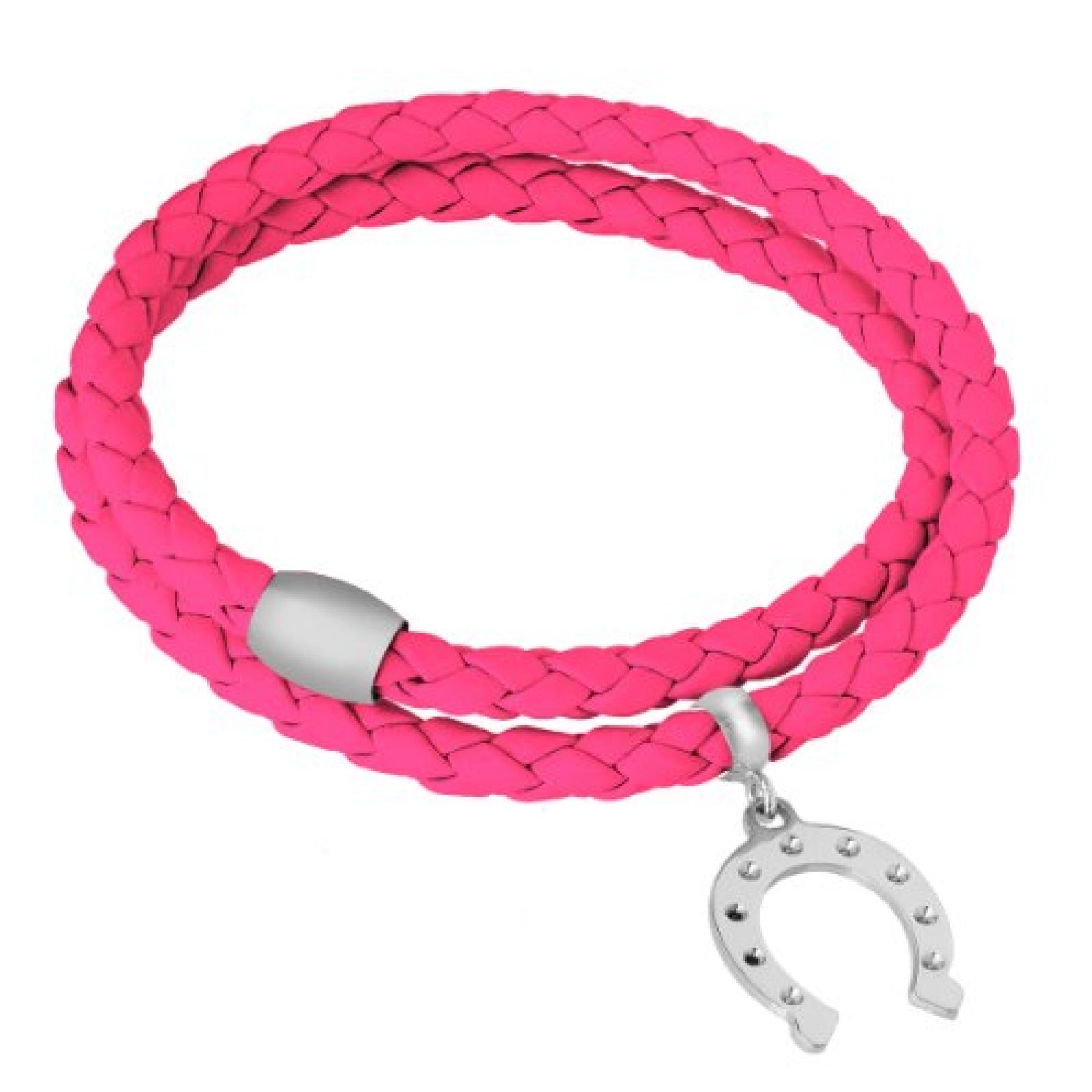 Bella Donna Damen-Armband Hufeiseneinhänger Leder pink Magnetverschluss 925 Sterling Silber 77650009 Bella Donna Damen-Armband Hufeiseneinhänger Leder pink Magnetverschluss 925 Sterling Silber 77650009