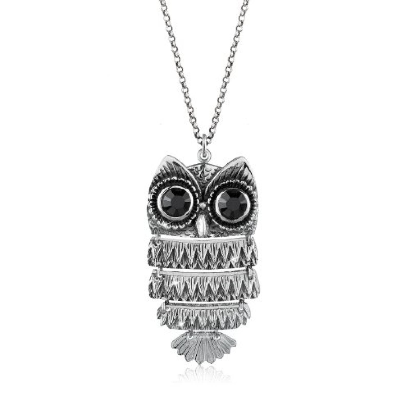 Elli Damen-Halskette mit Eulen-Anh&auml;nger 925 Sterling Silber L&auml;nge 70cm 0101142913_70 