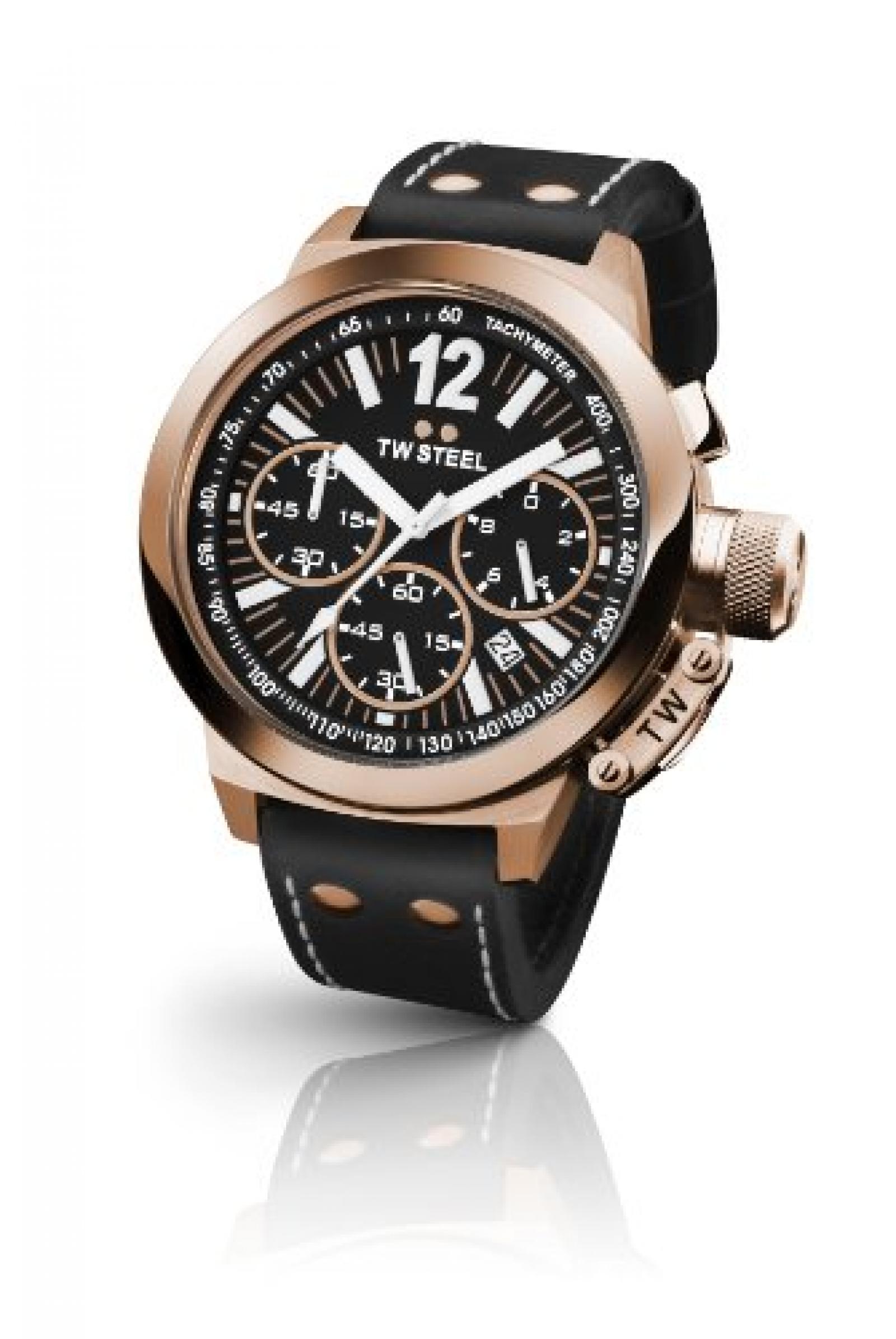 TW Steel Unisex-Armbanduhr Chronograph leder schwarz CE1023 TW Steel Unisex-Armbanduhr Chronograph leder schwarz CE1023