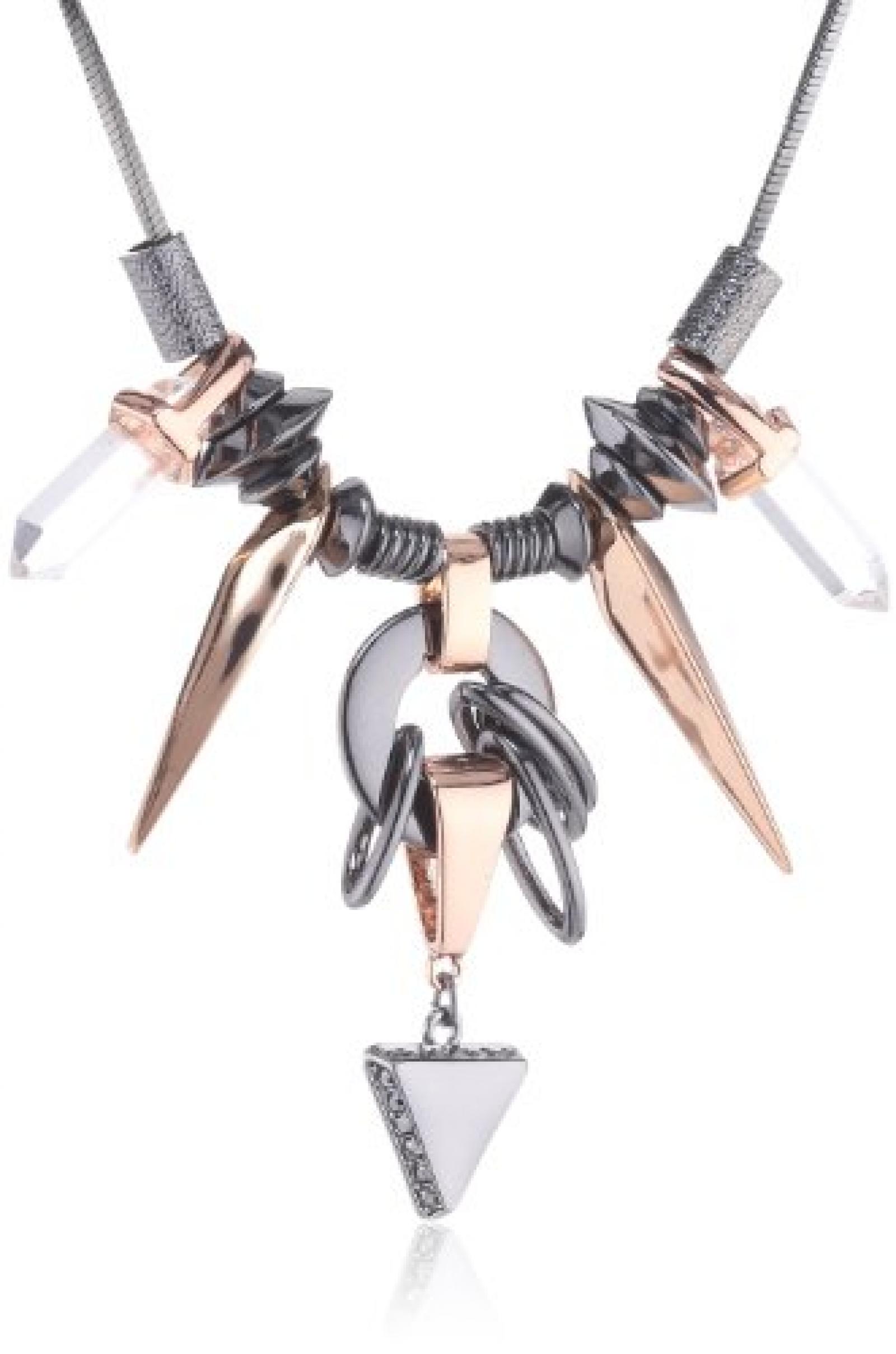 Pilgrim Jewelry Damen-Halskette mit Anh&auml;nger aus der Serie Jagged edge hematite beschictet + metallmix grau 38.0 cm 131319111 