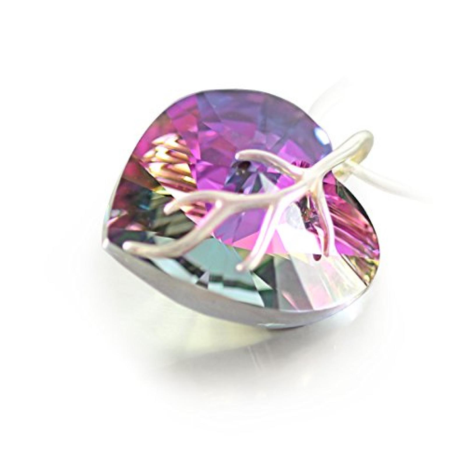 Silberkette mit original Swarovski® Elements Herz Anhänger, mehrfarbig/lila, 18 mm, mit Schmucketui, ideal als Geschenk für Frau oder Freundin 
