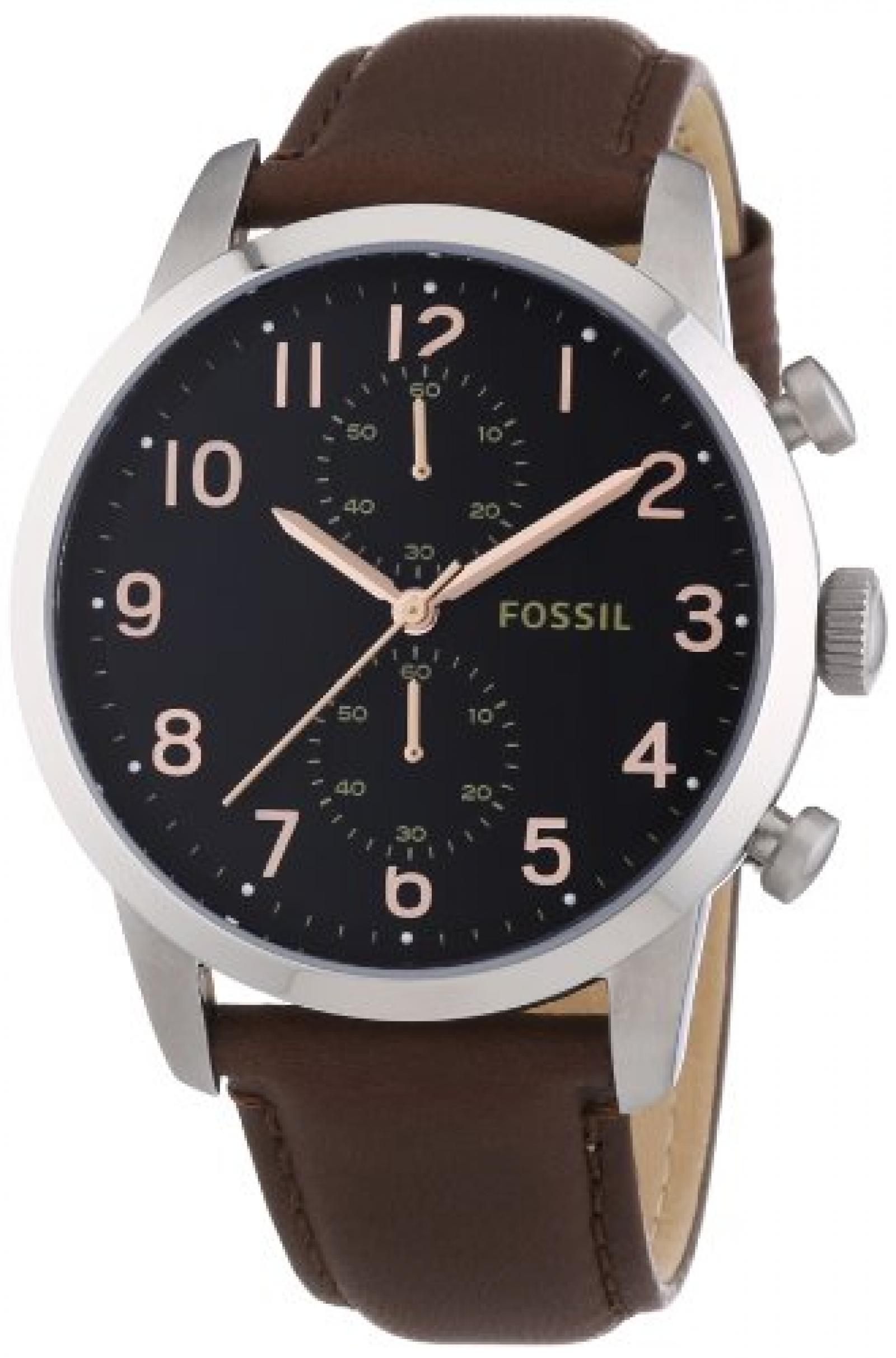 Fossil Herren-Armbanduhr XL Townsman Chronograph Quarz Leder FS4873 
