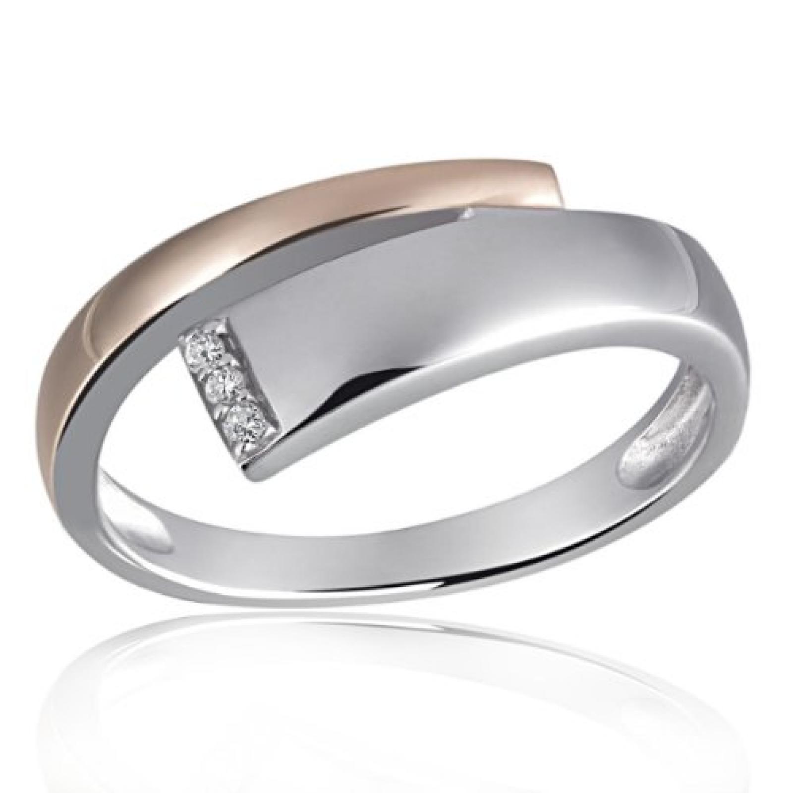 Goldmaid Damen-Ring 925 Sterling Silber wei&szlig; Diamanten Bicolor 3 Diamanten 0,03 ct. Sd R6118S52 