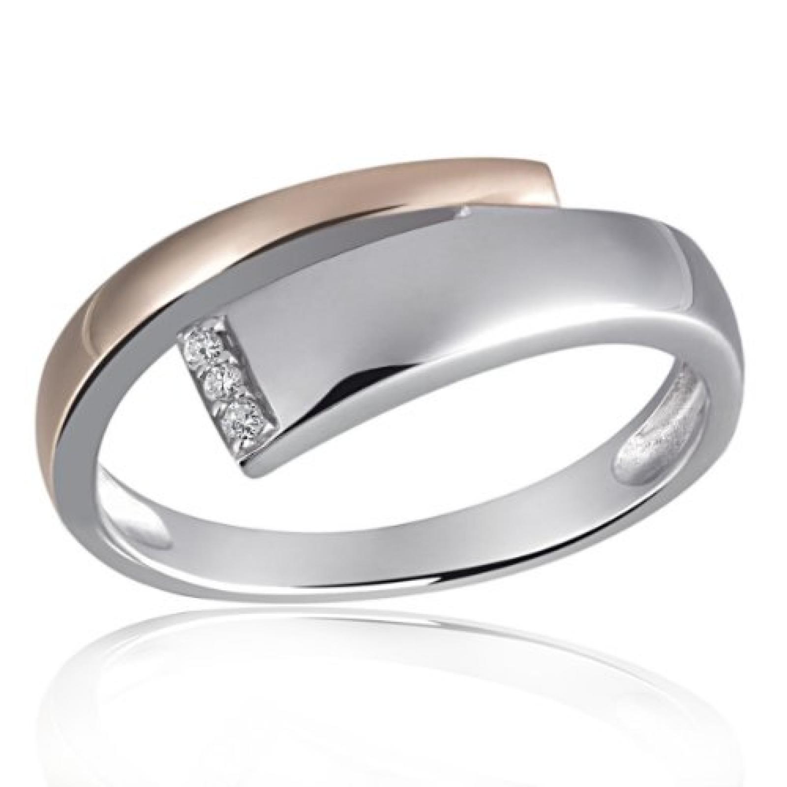Goldmaid Damen-Ring 925 Sterling Silber weiß Diamanten Bicolor 3 Diamanten 0,03 ct. Sd R6118S52 