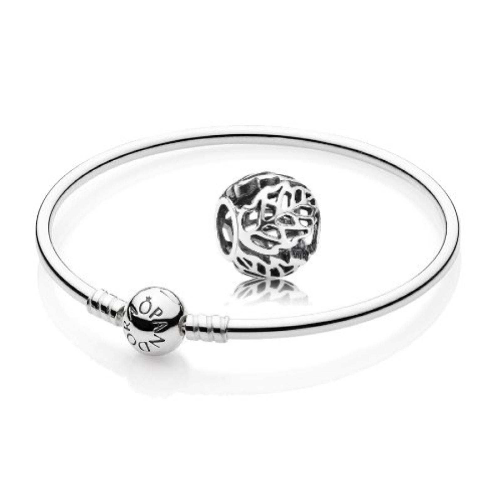 Original PANDORA Starterset / Geschenkset 925er Sterling Silber - 1 Silber Armreif mit rundem Pandora Verschluss - Größe 21 cm - Art.Nr. 590713-21 und 1 Filigranes Silber Charm Durchbrochene Blätter Art.Nr. 791190 Original PANDORA Starterset / Geschenkset 925er Sterling Silber - 1 Silber Armreif mit rundem Pandora Verschluss - Größe 21 cm - Art.Nr. 590713-21 und 1 Filigranes Silber Charm Durchbrochene Blätter Art.Nr. 791190