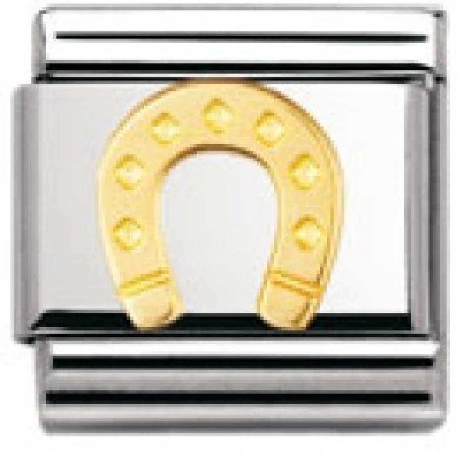 Nomination Composable Classic GOOD LUCK Edelstahl und 18K-Gold (Hufeisen) 030115 