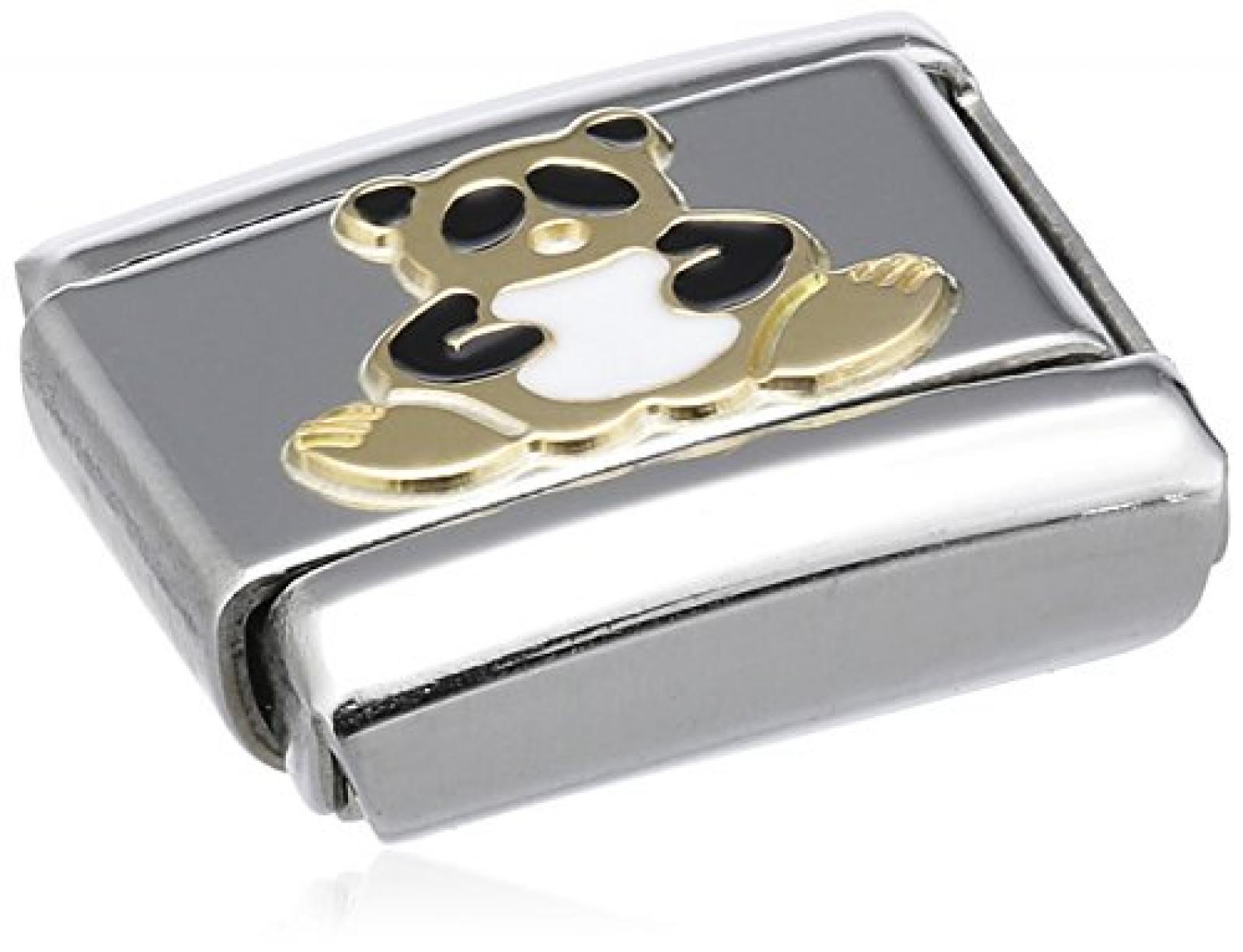 Nomination Composable Classic TIERE - LAND Edelstahl, Email und 18K-Gold (Panda) 030212 