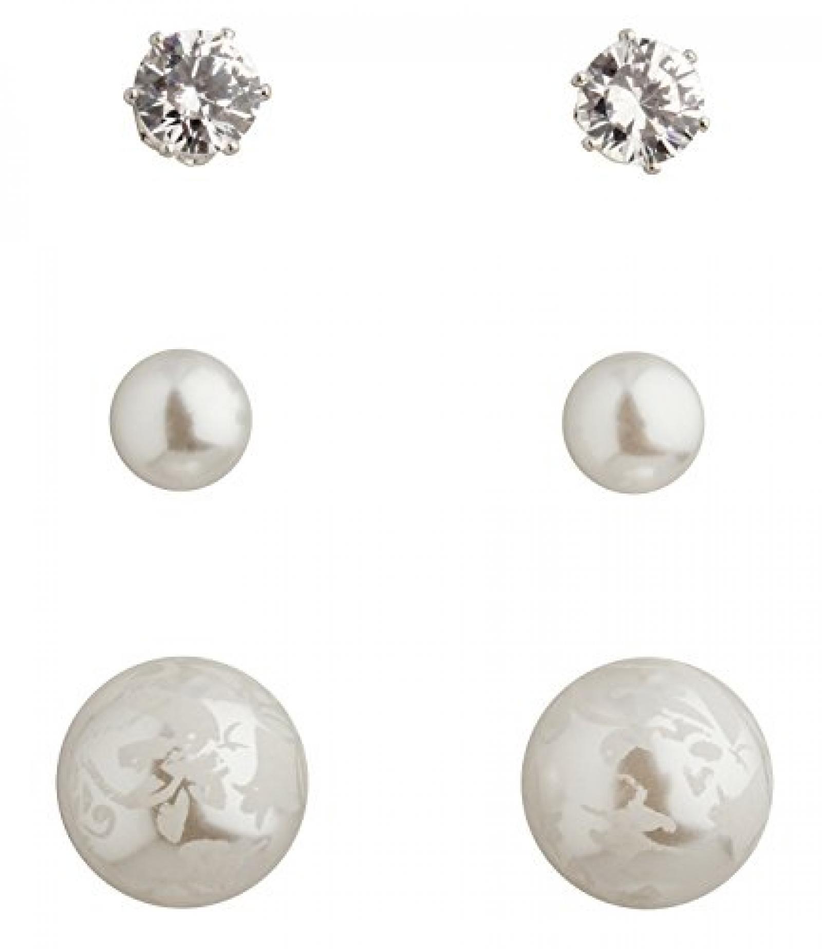 SIX 3er Set Ohrstecker Zirkonia Stein, Perle mit Verzierungen, Perle (206-163) SIX 3er Set Ohrstecker Zirkonia Stein, Perle mit Verzierungen, Perle (206-163)