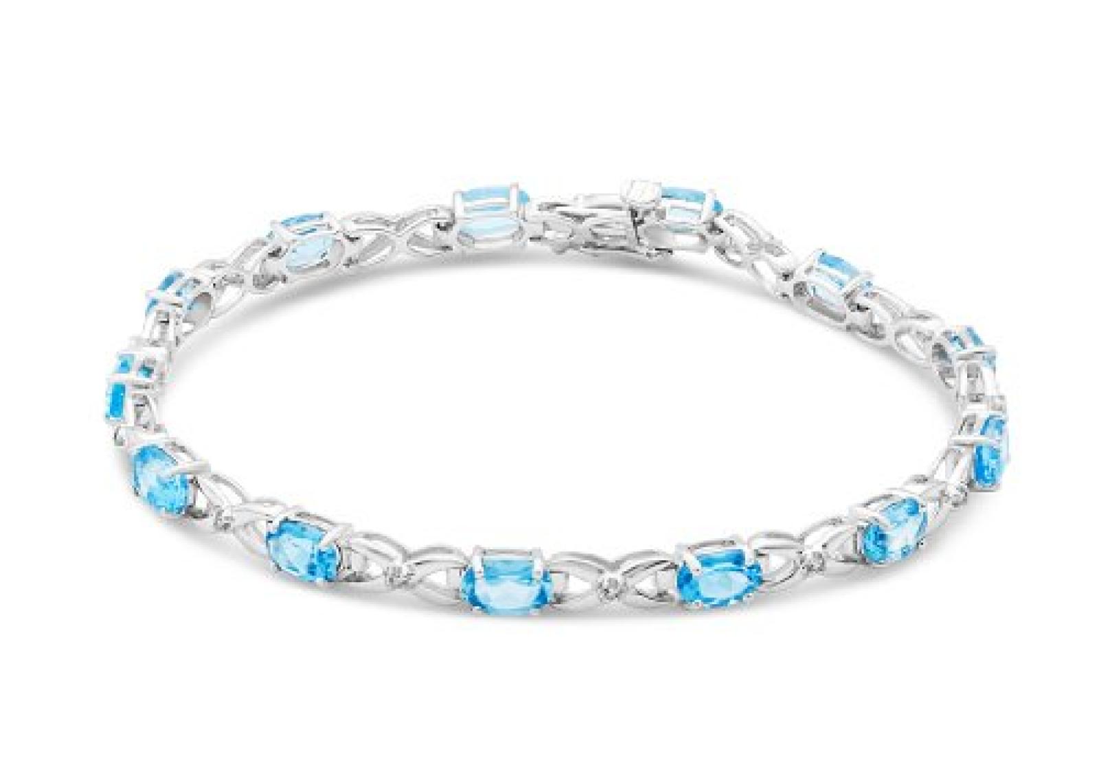 Miore Damen-Armband Blau Topas und Brillanten 9 Karat 375 Weißgold SA964B Miore Damen-Armband Blau Topas und Brillanten 9 Karat 375 Weißgold SA964B