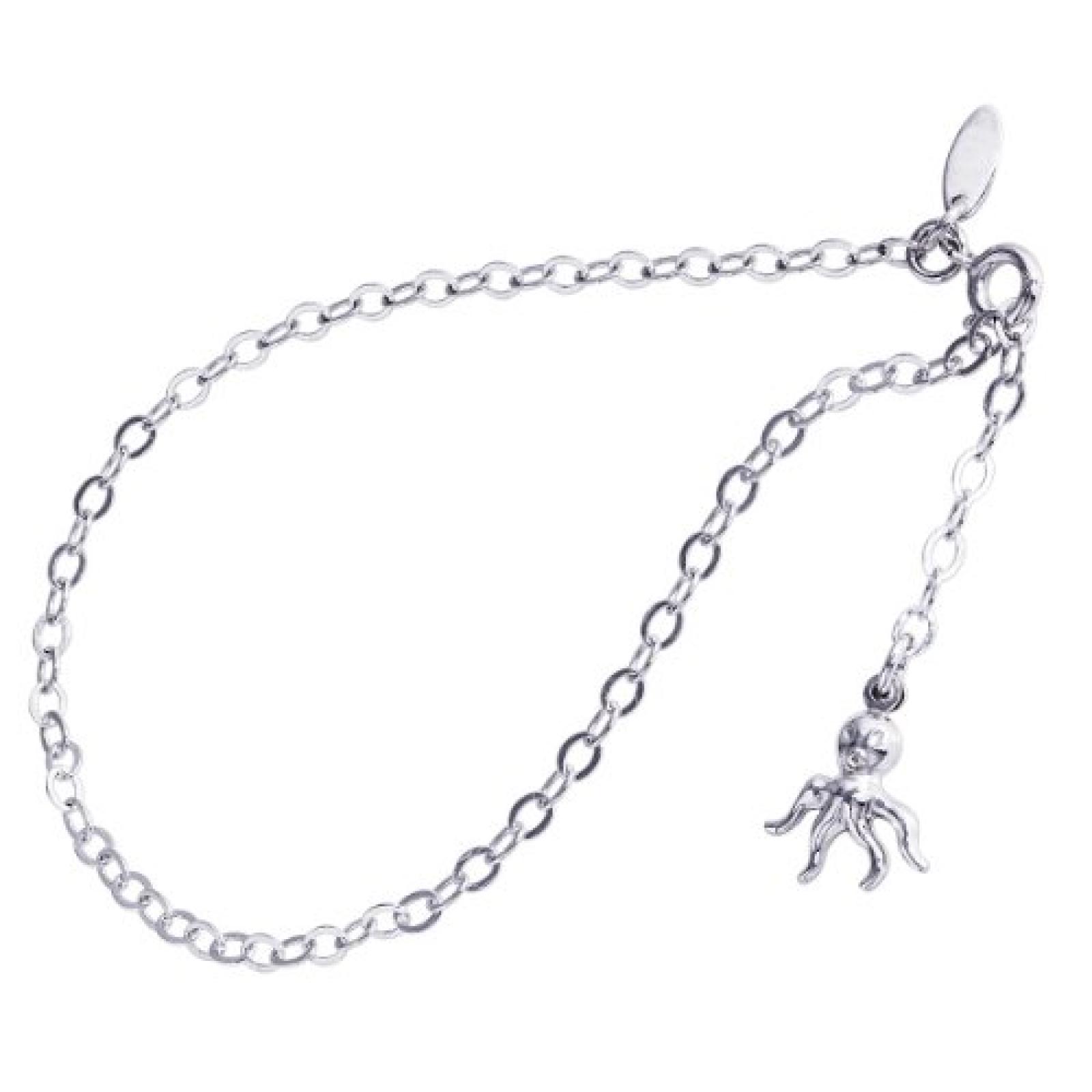 Bella Donna Damen-Fu&szlig;kettchen 925 Sterling Silber Federring 25 cm 76532509 