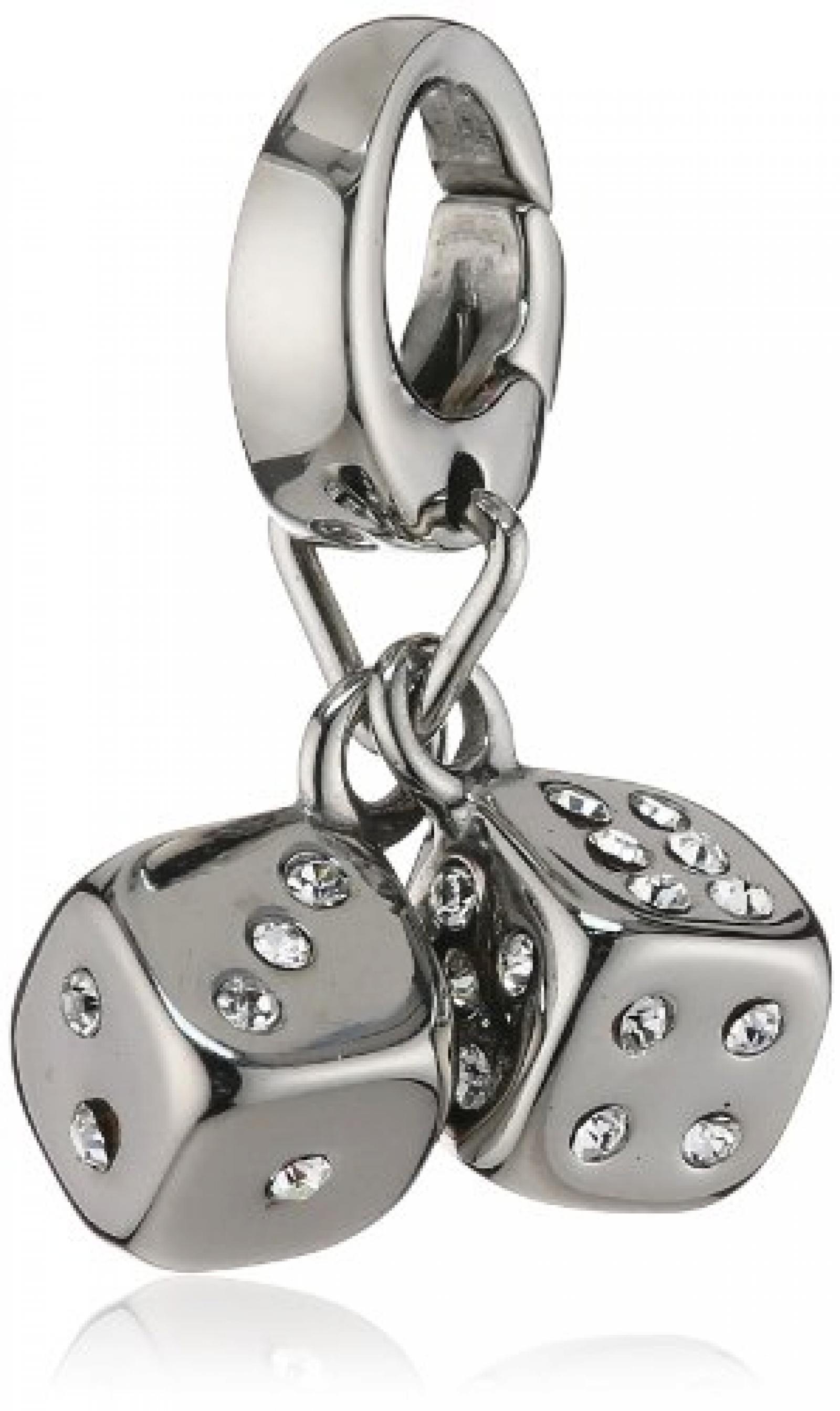 Fossil Damen-Charm Anhänger Würfel Edelstahl Zirkonia JF00670040 Fossil Damen-Charm Anhänger Würfel Edelstahl Zirkonia JF00670040