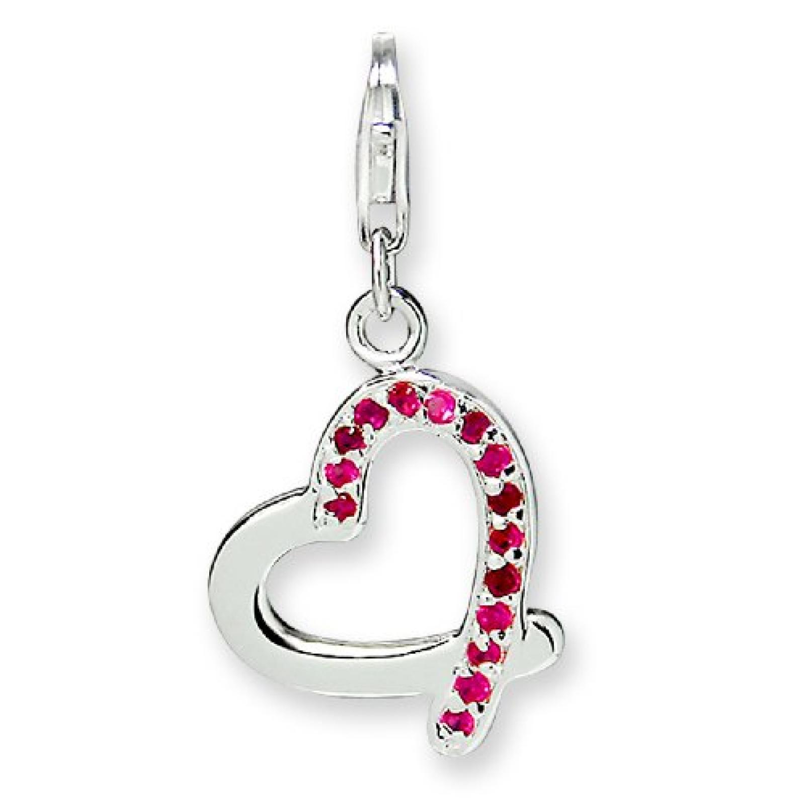 Rafaela Donata Charm Collection Damen-Charm Herz 925 Sterling Silber Zirkonia pink  60600143 