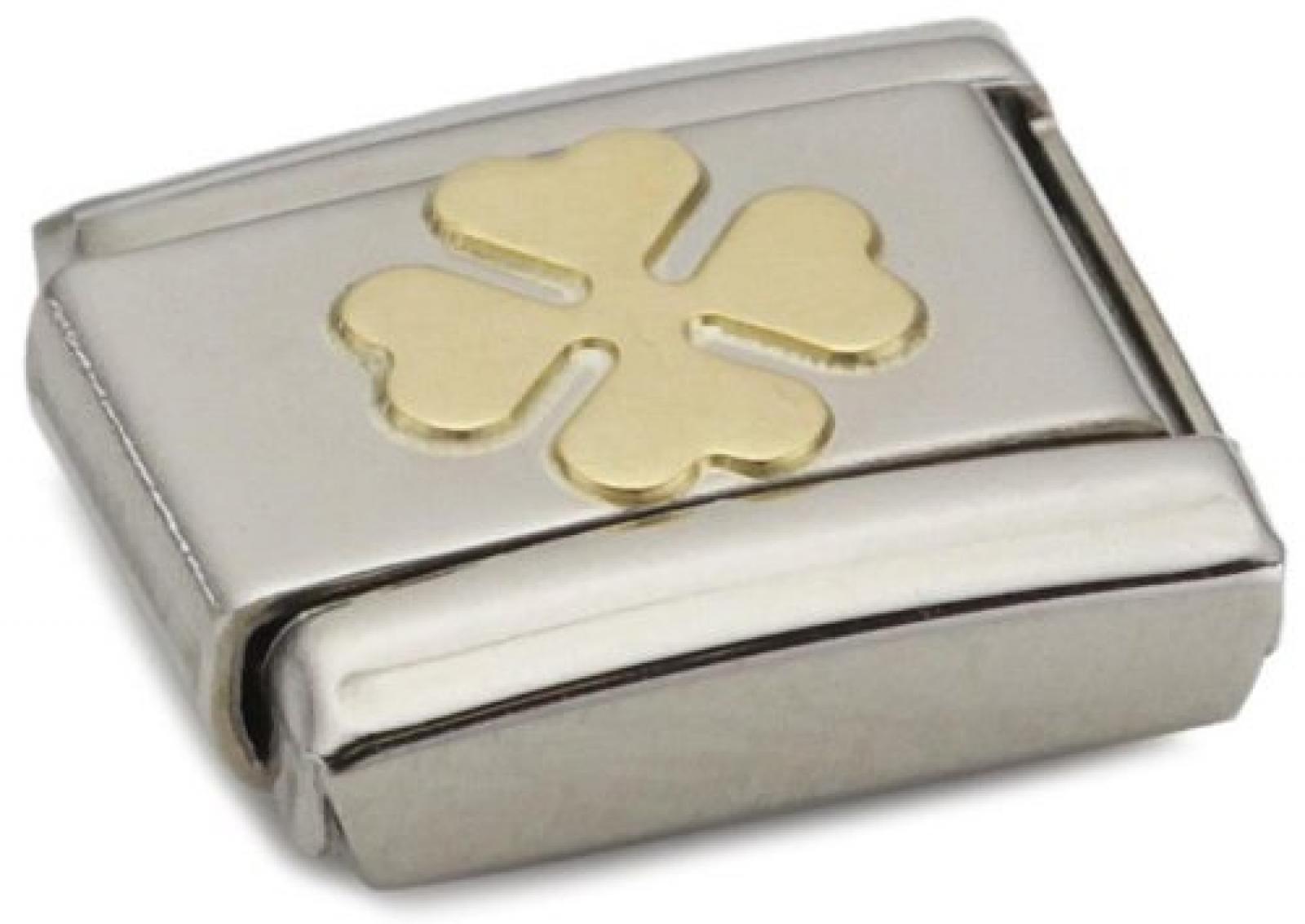 Nomination Composable Classic GOOD LUCK Edelstahl und 18K-Gold (Glucksklee) 030115 