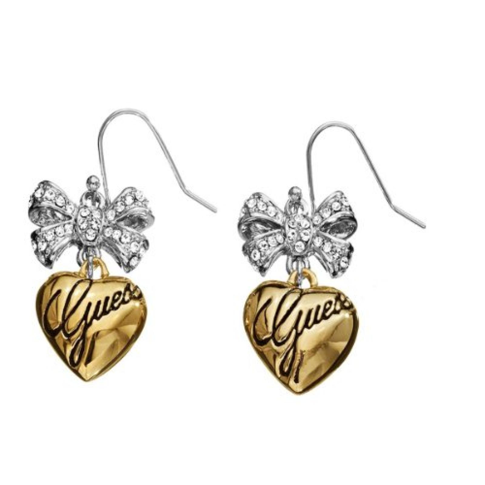 Guess Damen-Ohrringe Bicolor Rhodiniert mit Wei&szlig;en Schmucksteinchen UBE81139 