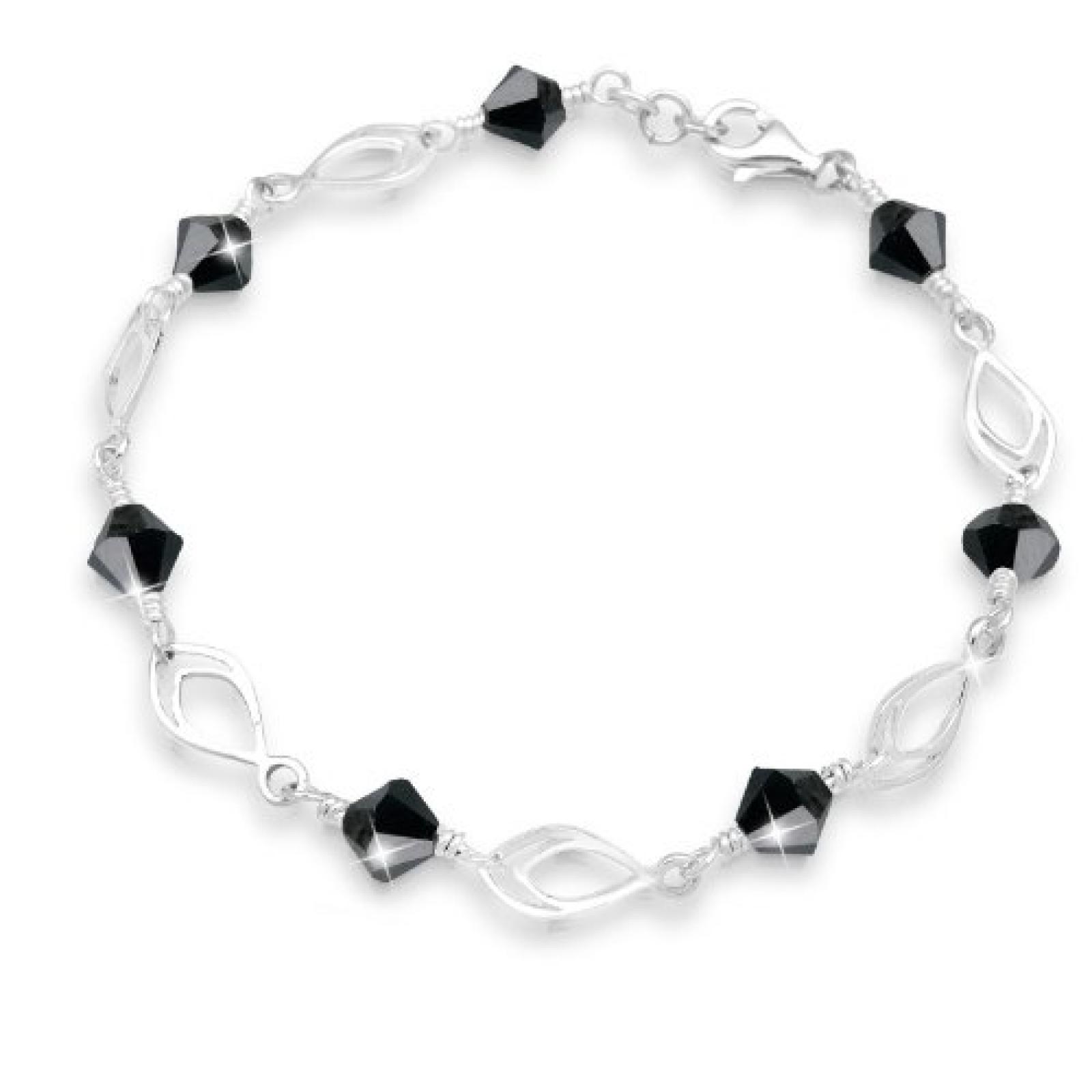 Elli Damen-Armband Schwarz 925 Silber L&auml;nge 19cm 0208150311_19 