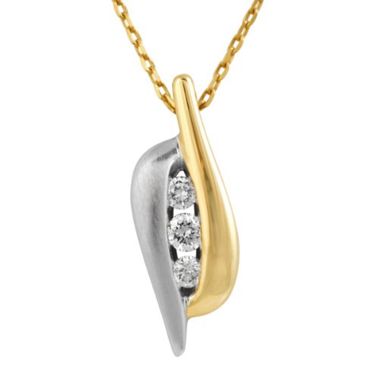 Bella Donna Damen-Collier 585 Gelbgold teilrhodiniert 3 Brillanten 0.15ct. weiss Piqu&eacute;1 45 cm 914841 