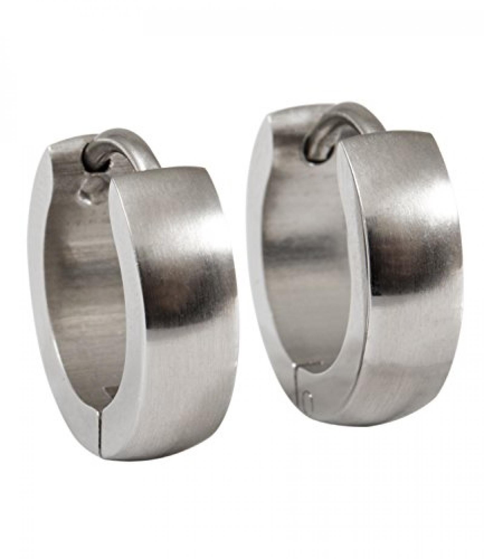 SIX MAN schlichte, silberne Creolen aus Chirurgenstahl, Steckverschluss (109-821) 