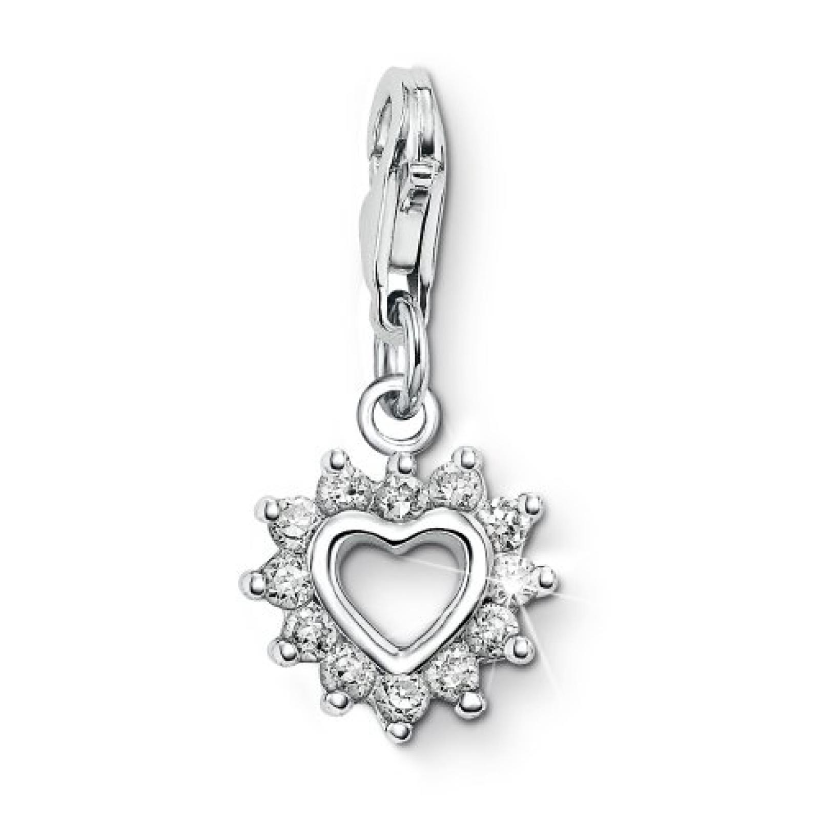 s.Oliver Damen-Charm 925 Sterling Silber Herz Zirkonia synth. Länge ca. 10 mm 419208 