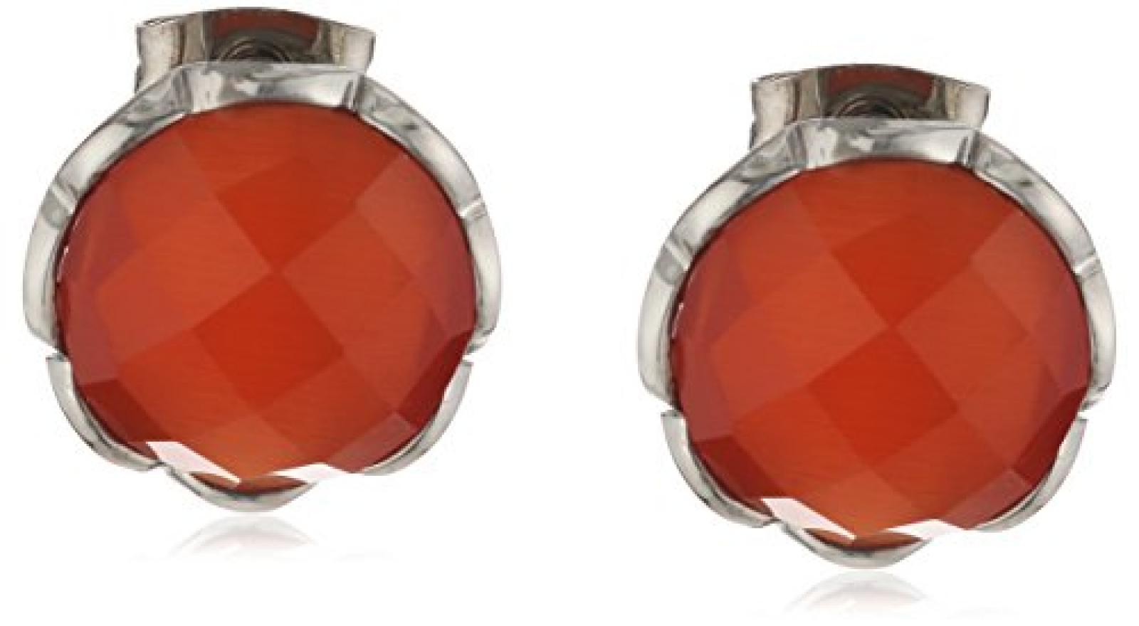 Mike Ellis New York Damen-Ohrstecker Edelstahl 2 Swarovski-Kristalle rot-orange 12 mm D1585D/3 